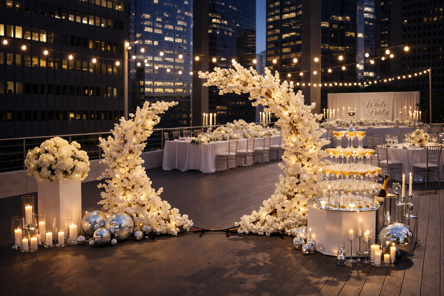 White Hydrangea Floral Partial Round Arch