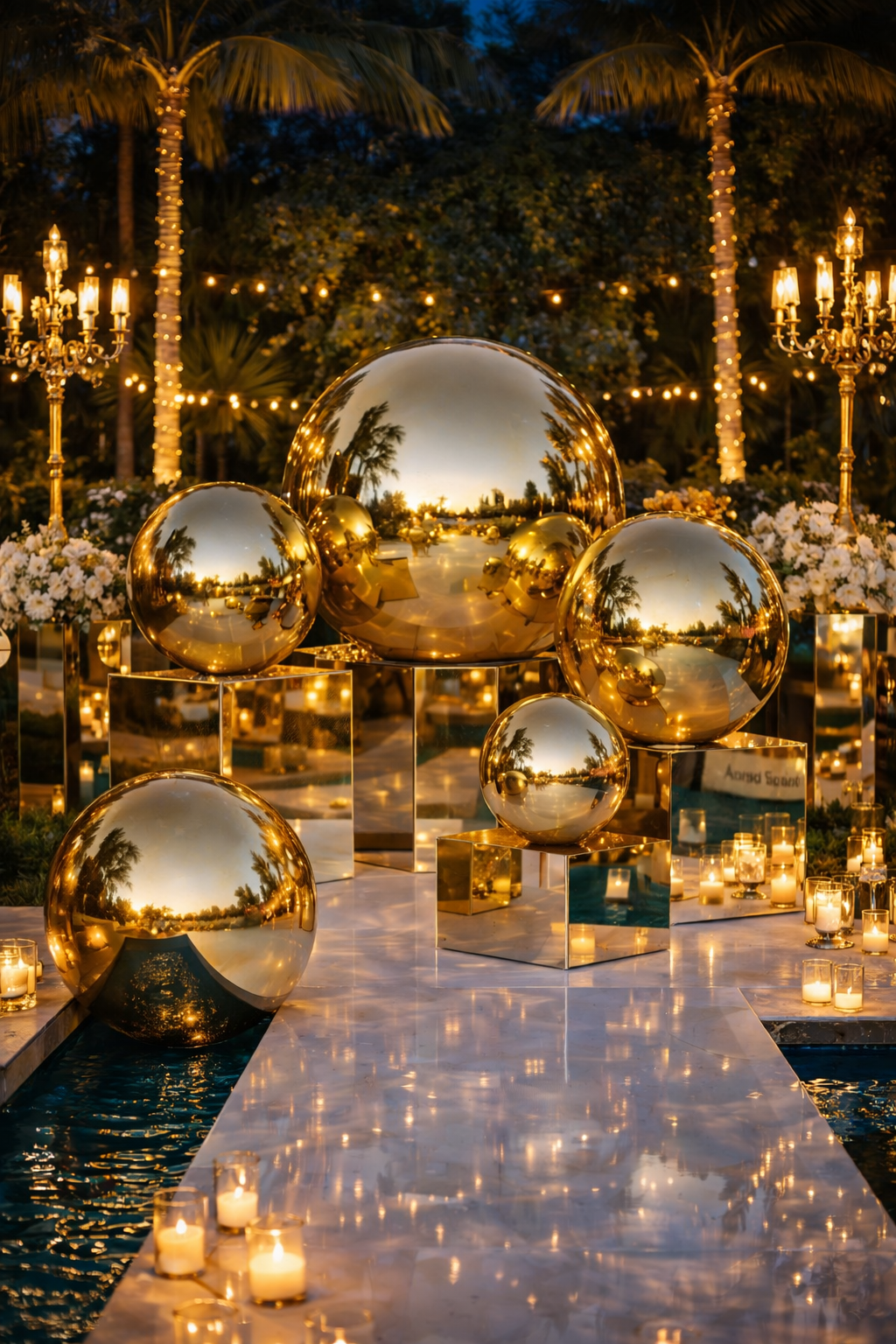 Gold Mirror Ball Sphere 24” Includes Pump