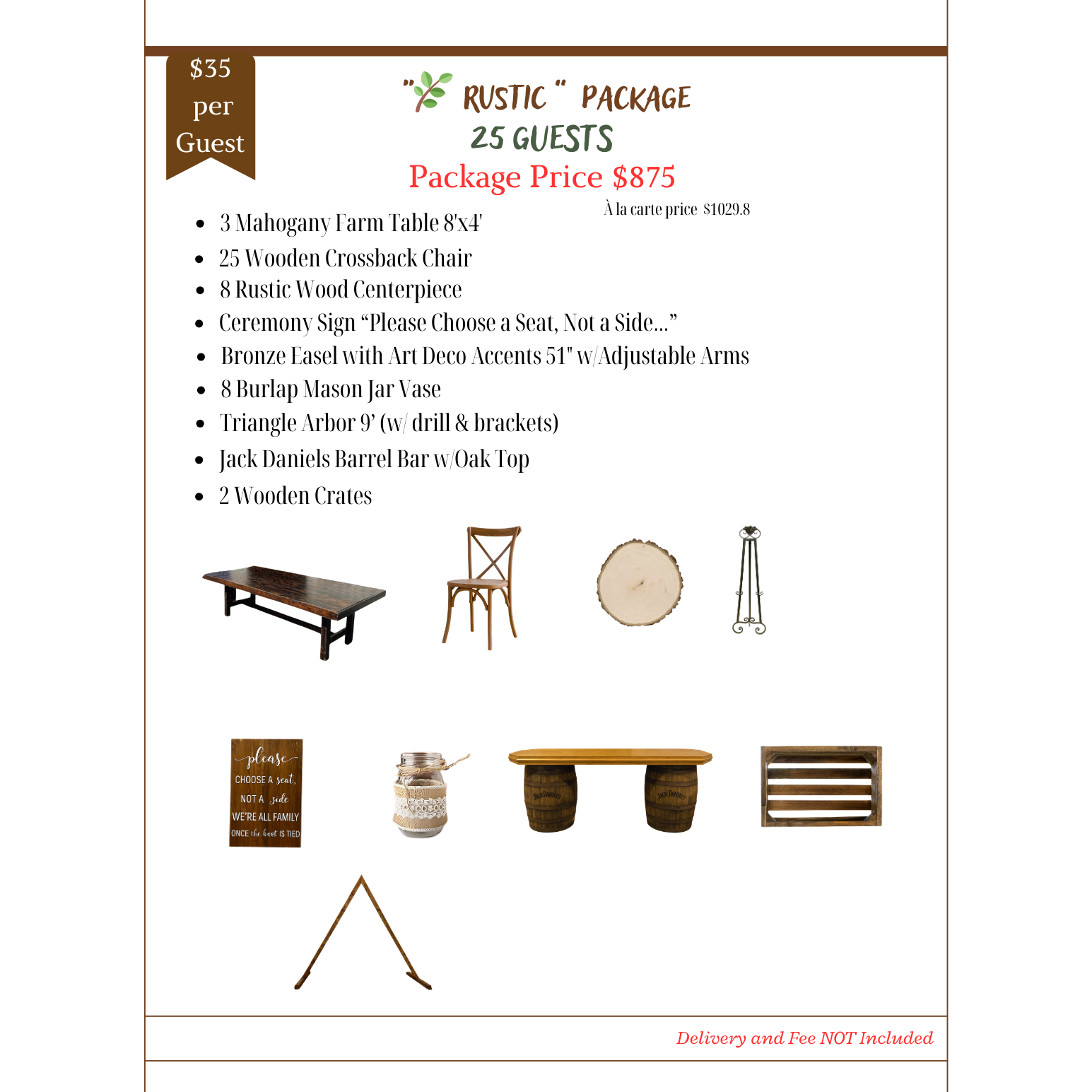 "Rustic" Package 25 guests