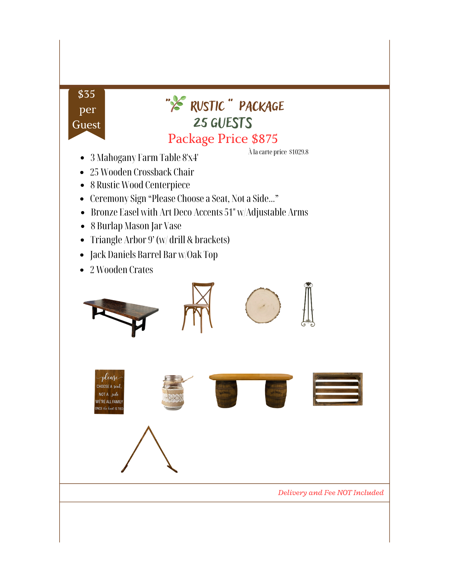 "Rustic" Package 25 guests