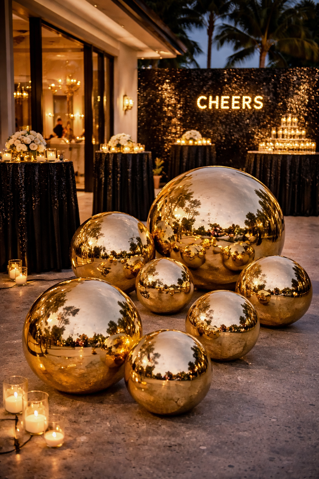Gold Mirror Ball Sphere 36” Includes Pump