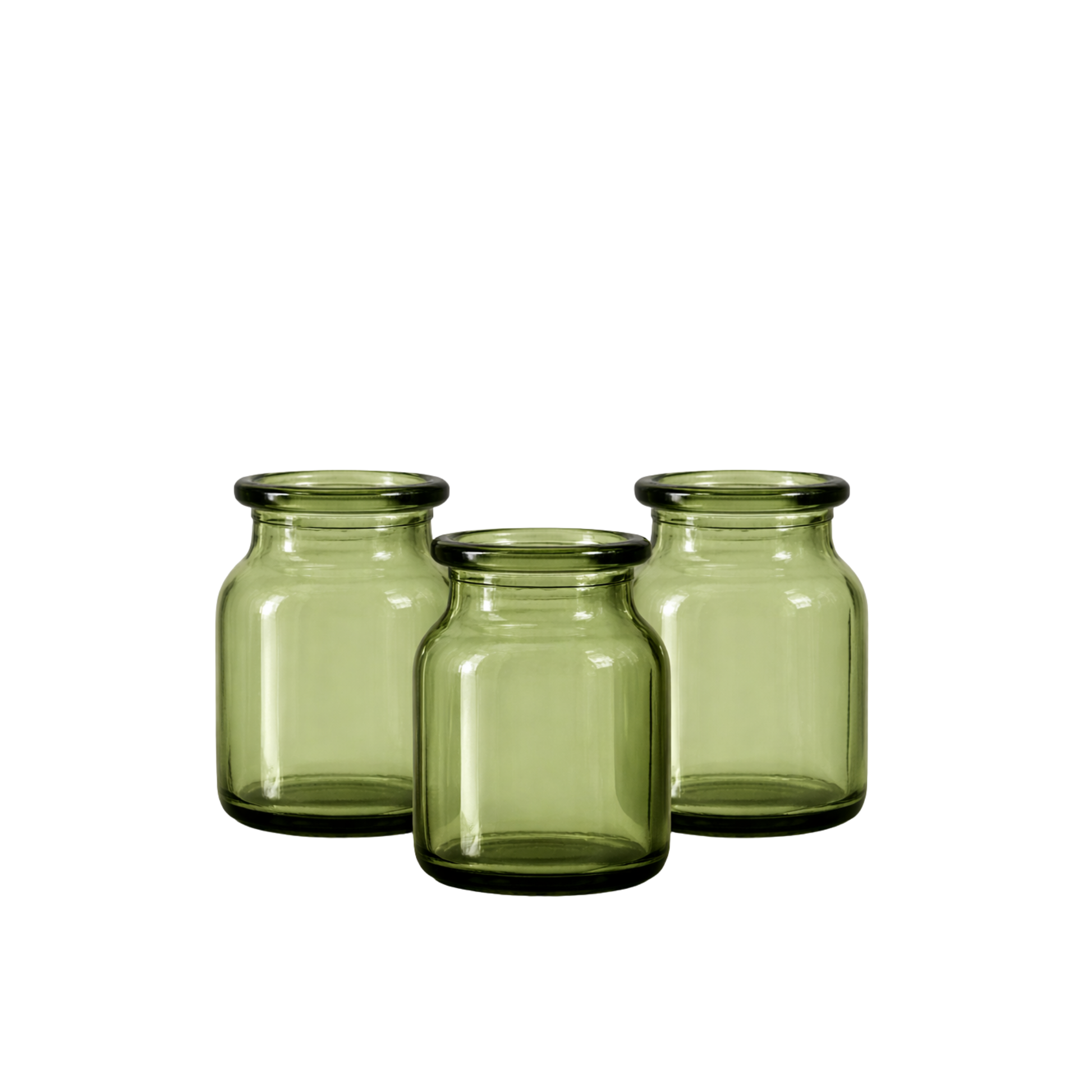 Assorted Green Glass Vases Price per One
