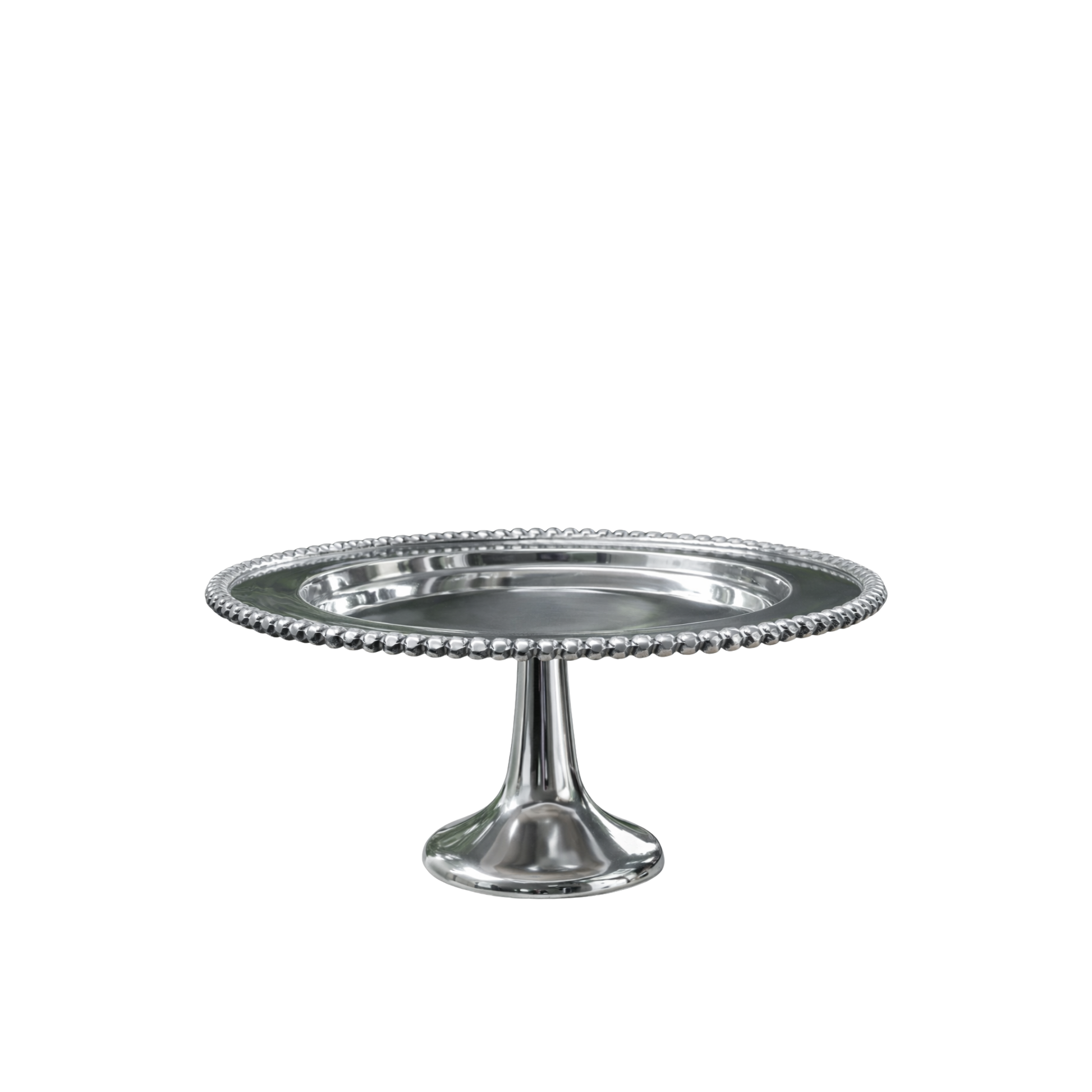 Beaded Silver Pedestal Cake Stand 18”