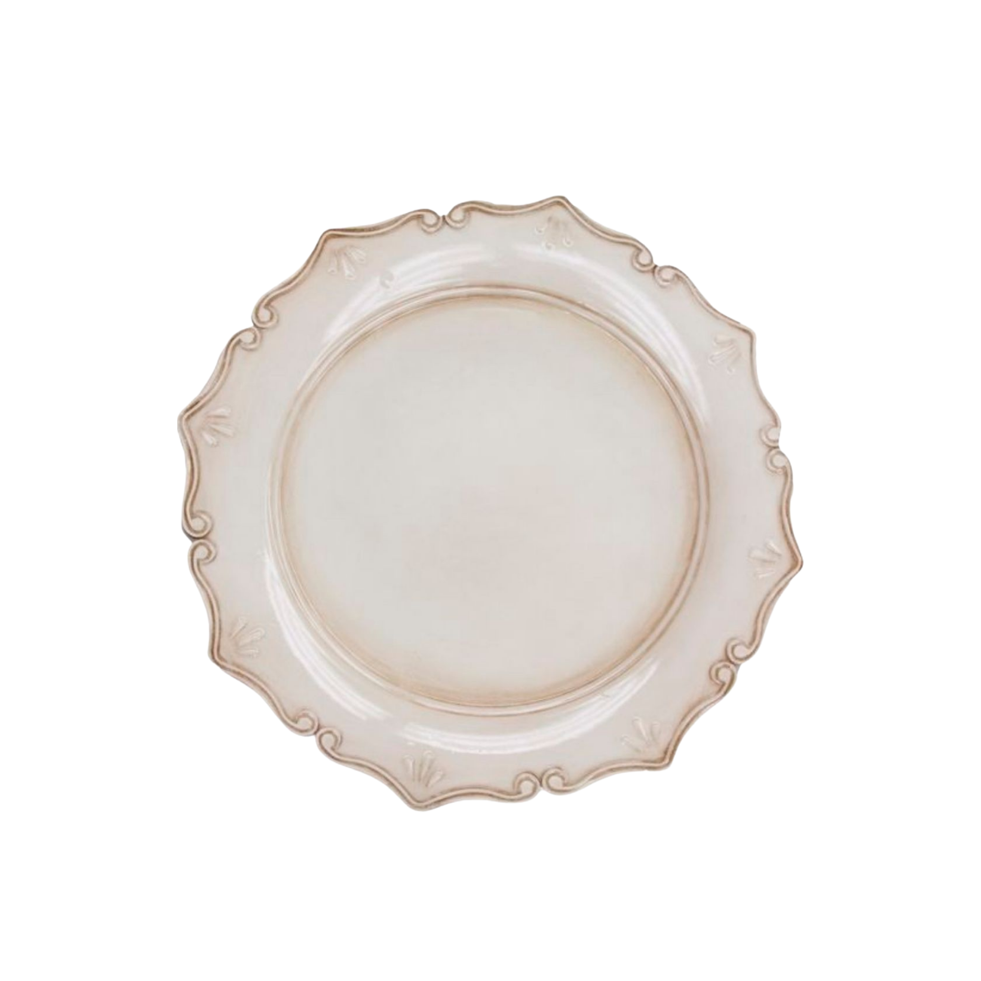 Beige Vintage Acrylic Charger Plate 13"