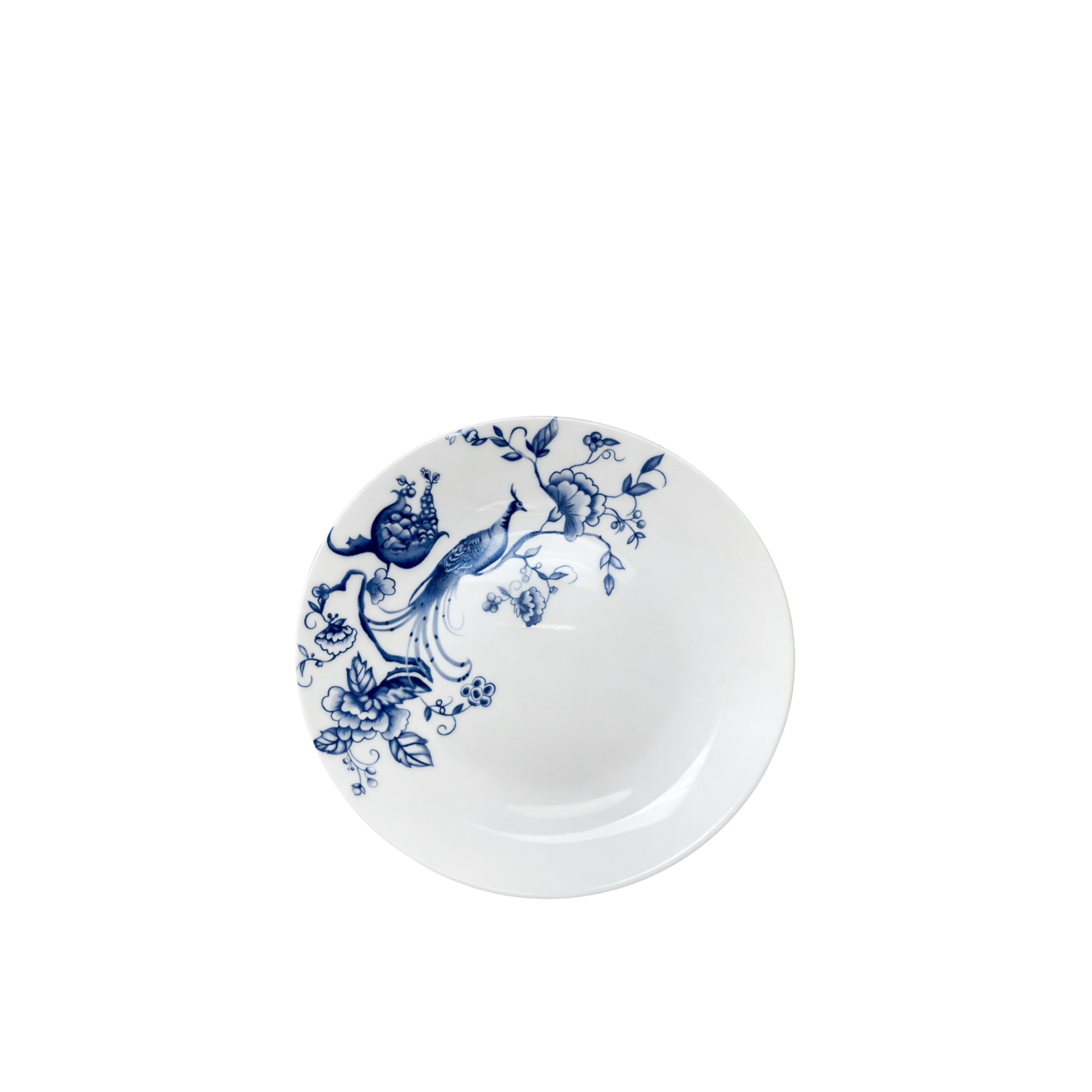 Blue & White Floral Peacock Bread Plate 6.5"