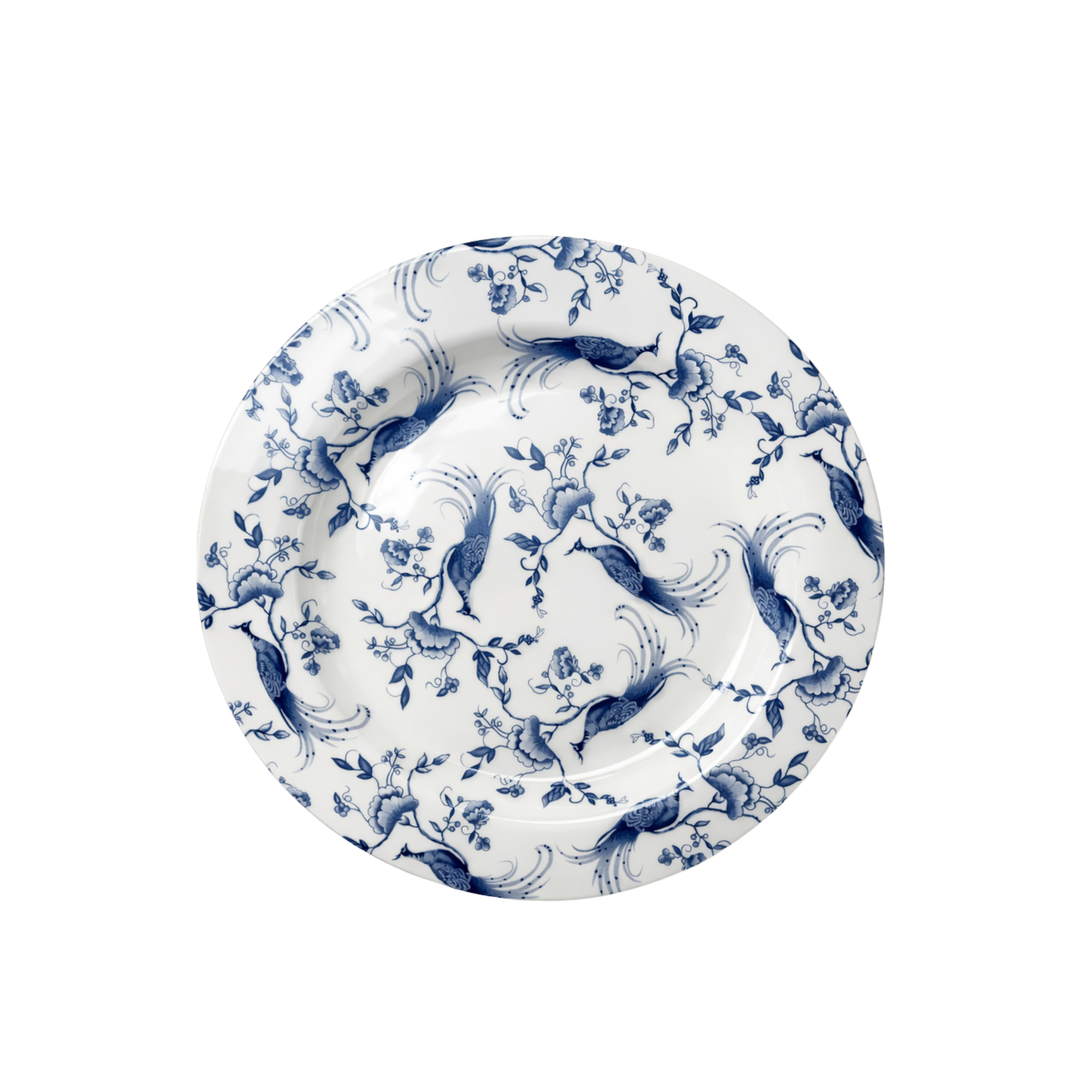 Blue & White Floral Peacock Dinner Plate 10.5"