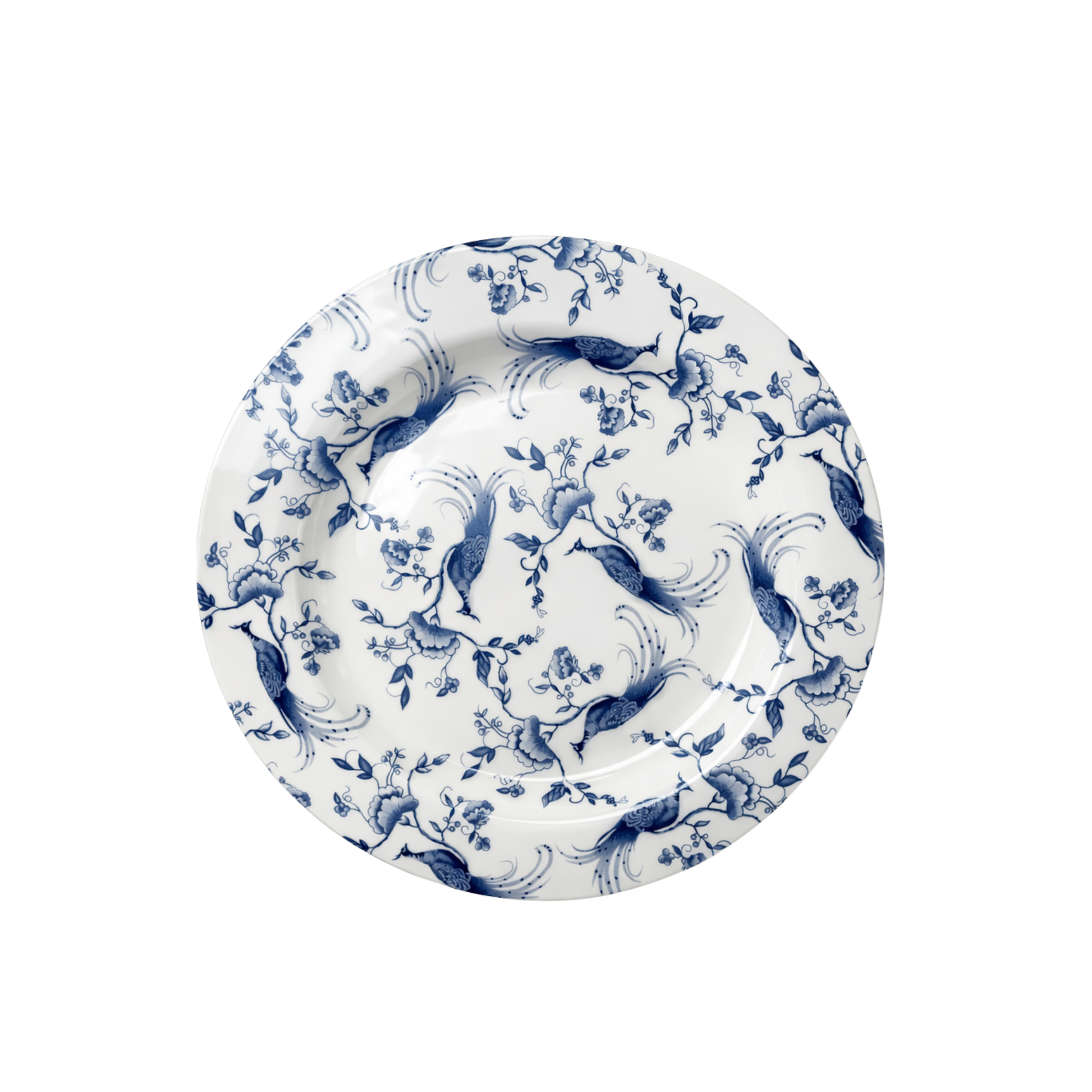 Blue & White Floral Peacock Dinner Plate 10.5"
