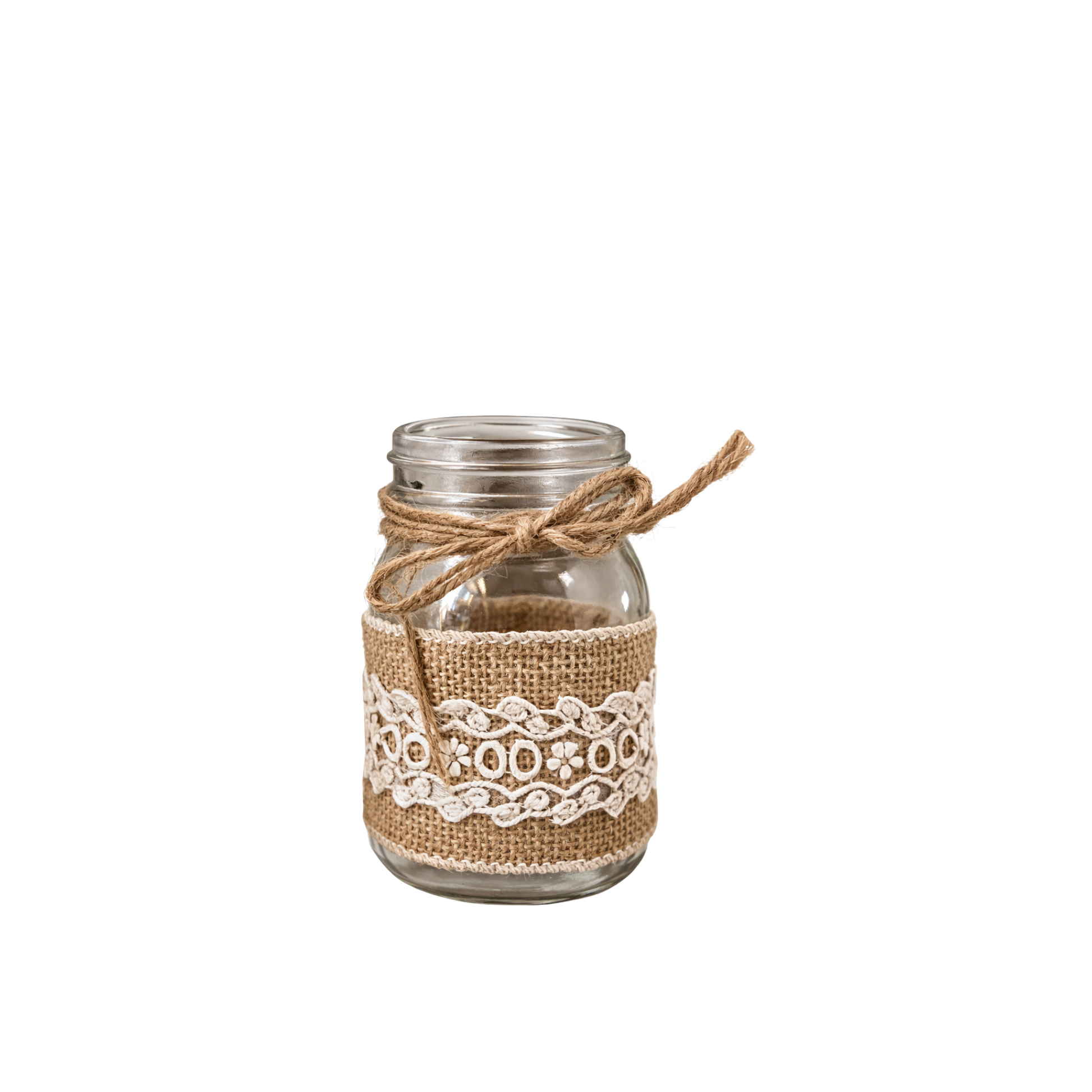 Burlap Mason Jar Vase