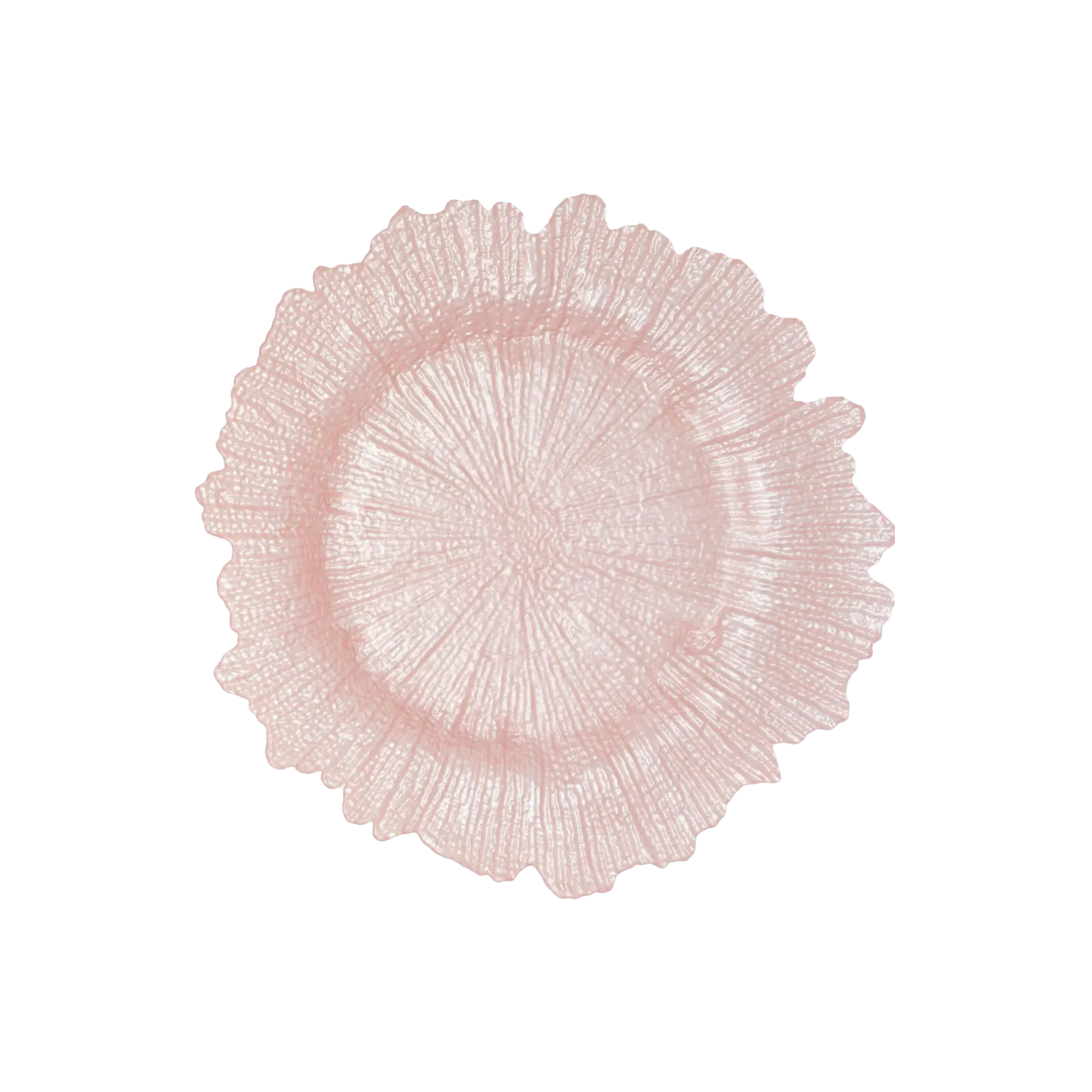Glass Pink Reef Charger Plate 13”