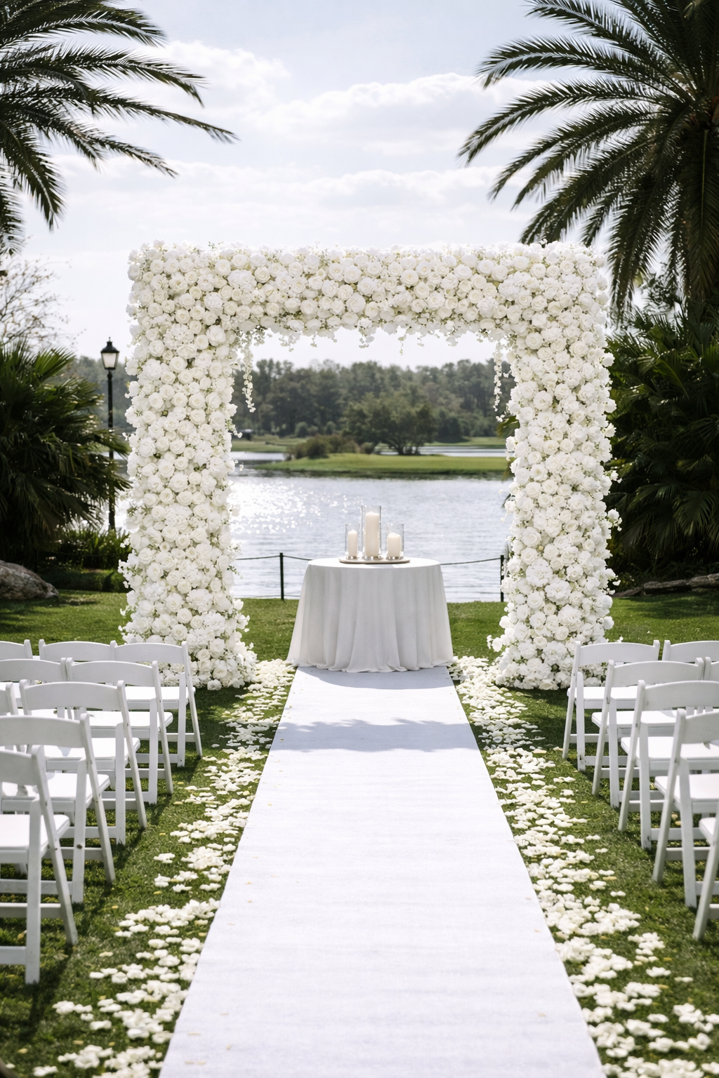White Rose, Hydrangea, Square Floral Arch 8 FT Pipe Kit Frame Needed