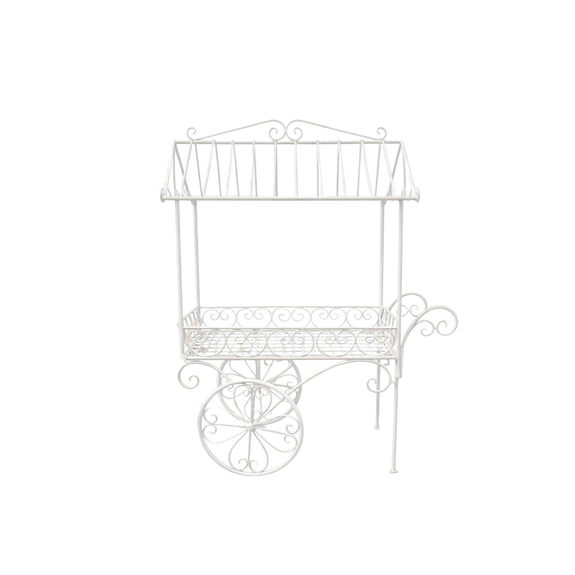 Decorative White Small Metal Cart