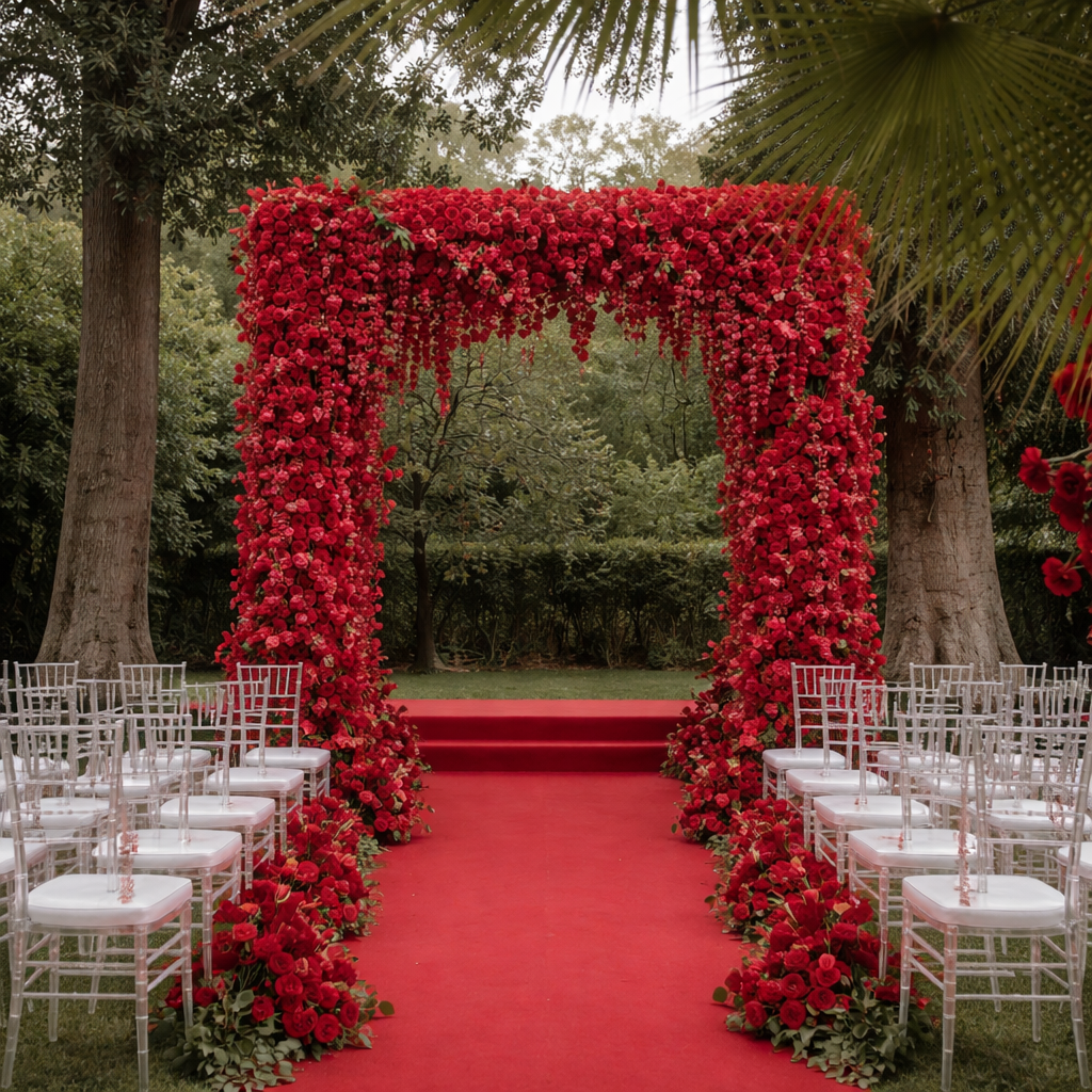 Red Rose & Wisteria  Square Floral Arch 8 FT Pipe Kit Frame Needed