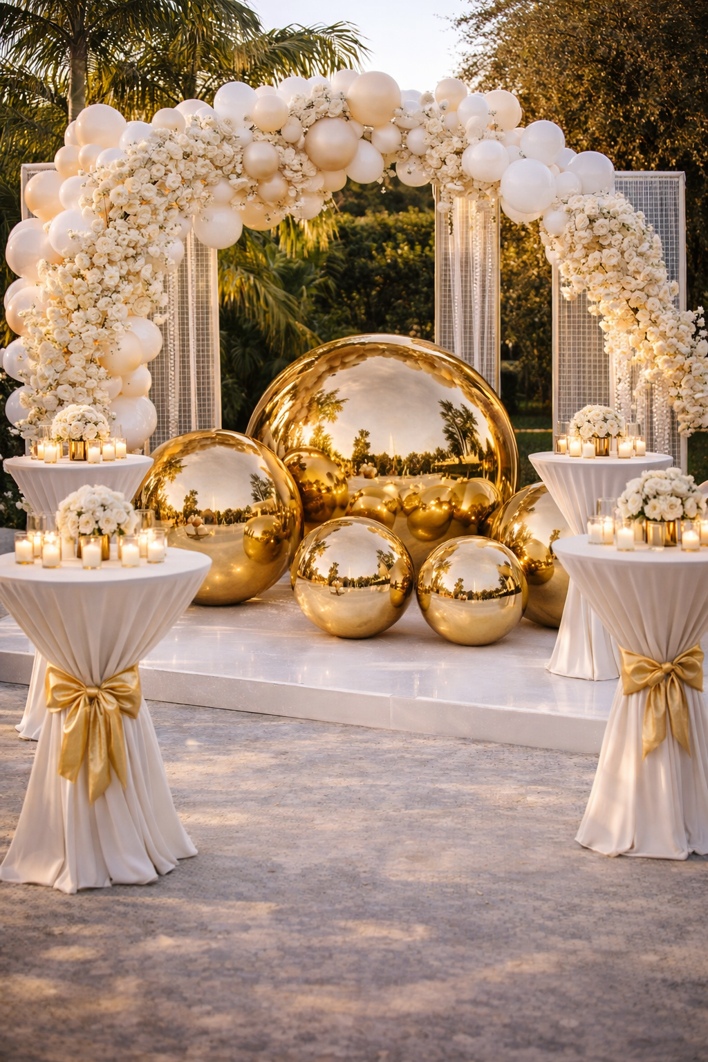 Gold Mirror Ball Sphere 48”  Includes Pump