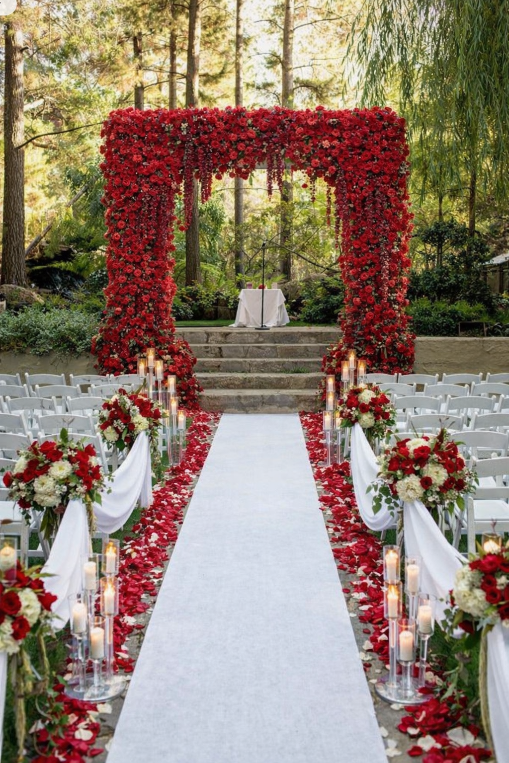 Red Rose & Wisteria  Square Floral Arch 8 FT Pipe Kit Frame Needed