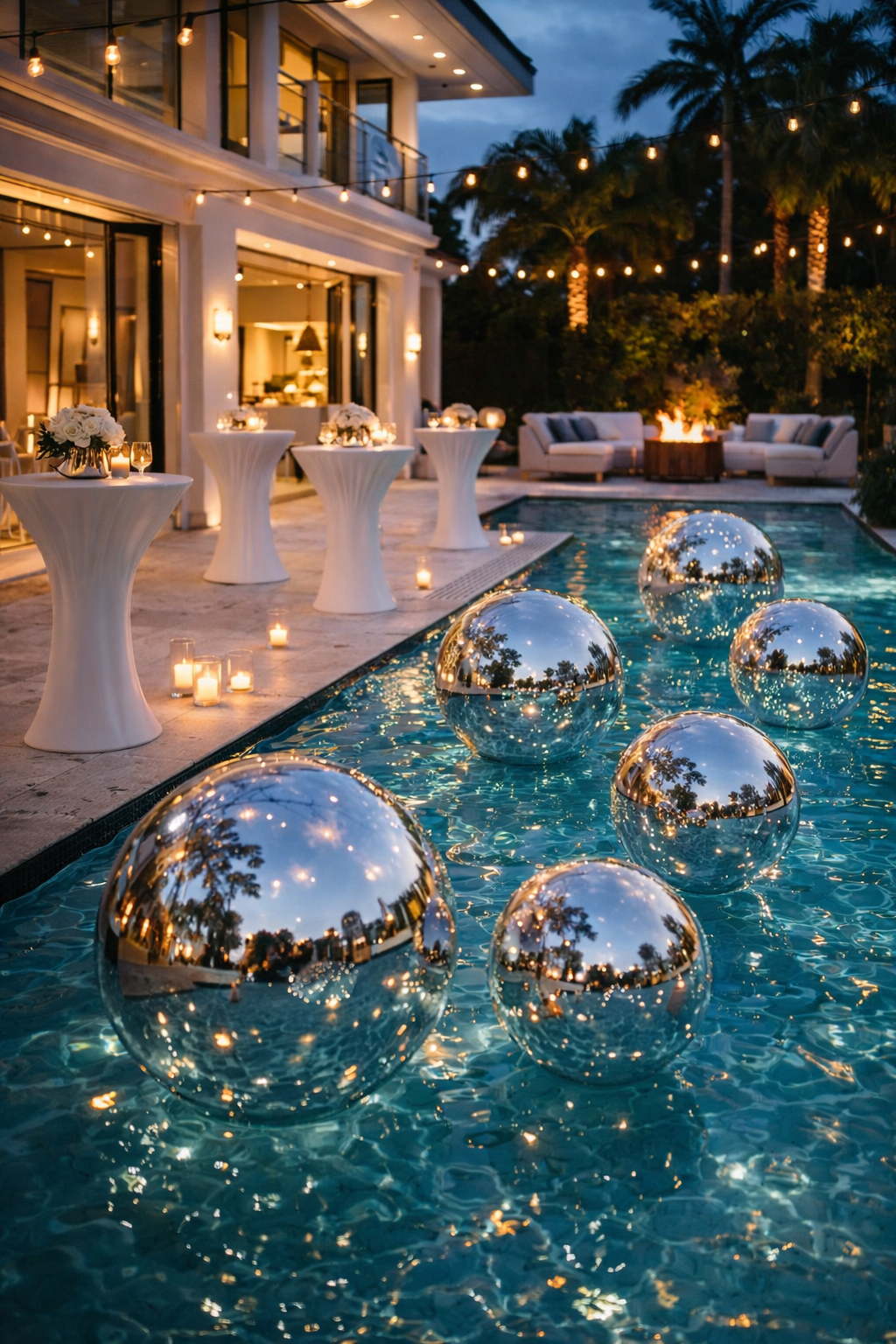 Silver Mirror Ball Sphere 24 “ Includes Pump