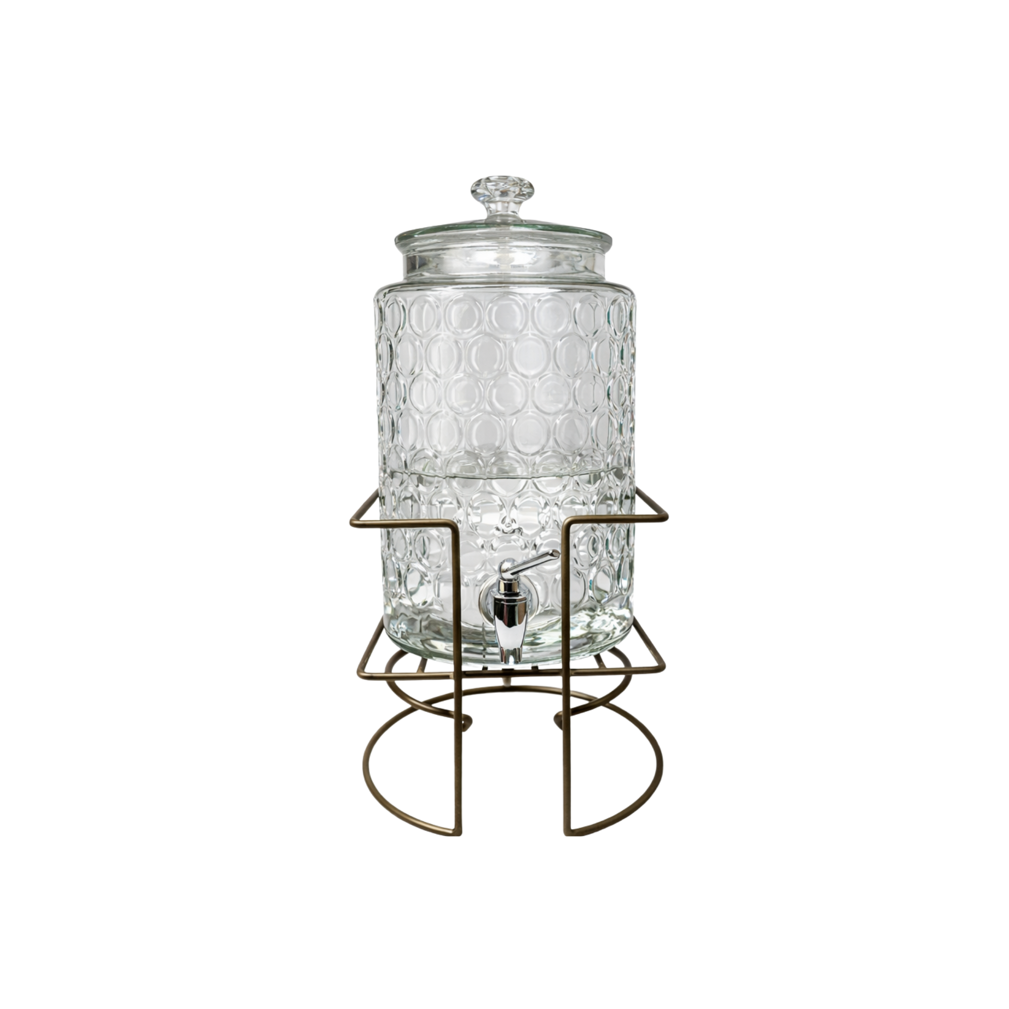 Glass Bubble Beverage Dispenser 2 Gall w/Iron stand