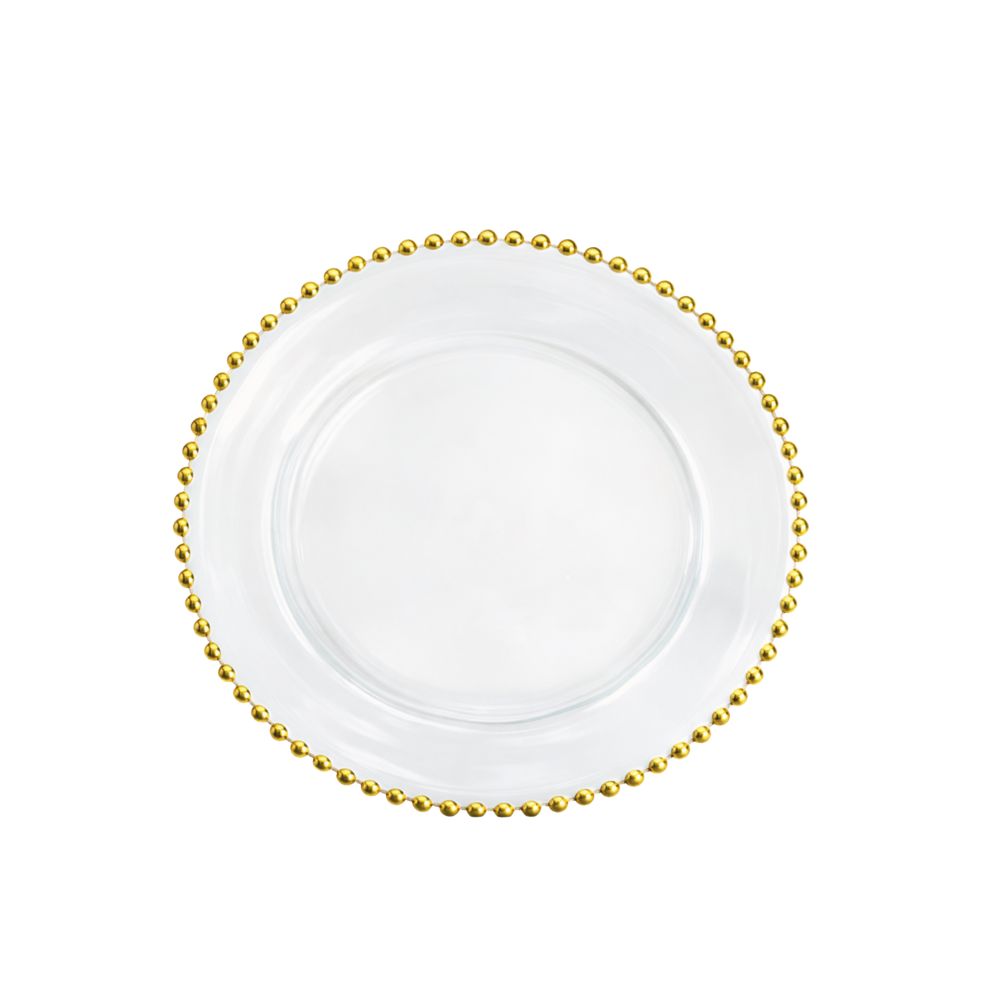 Glass Gold Beaded Charger Plate 13"