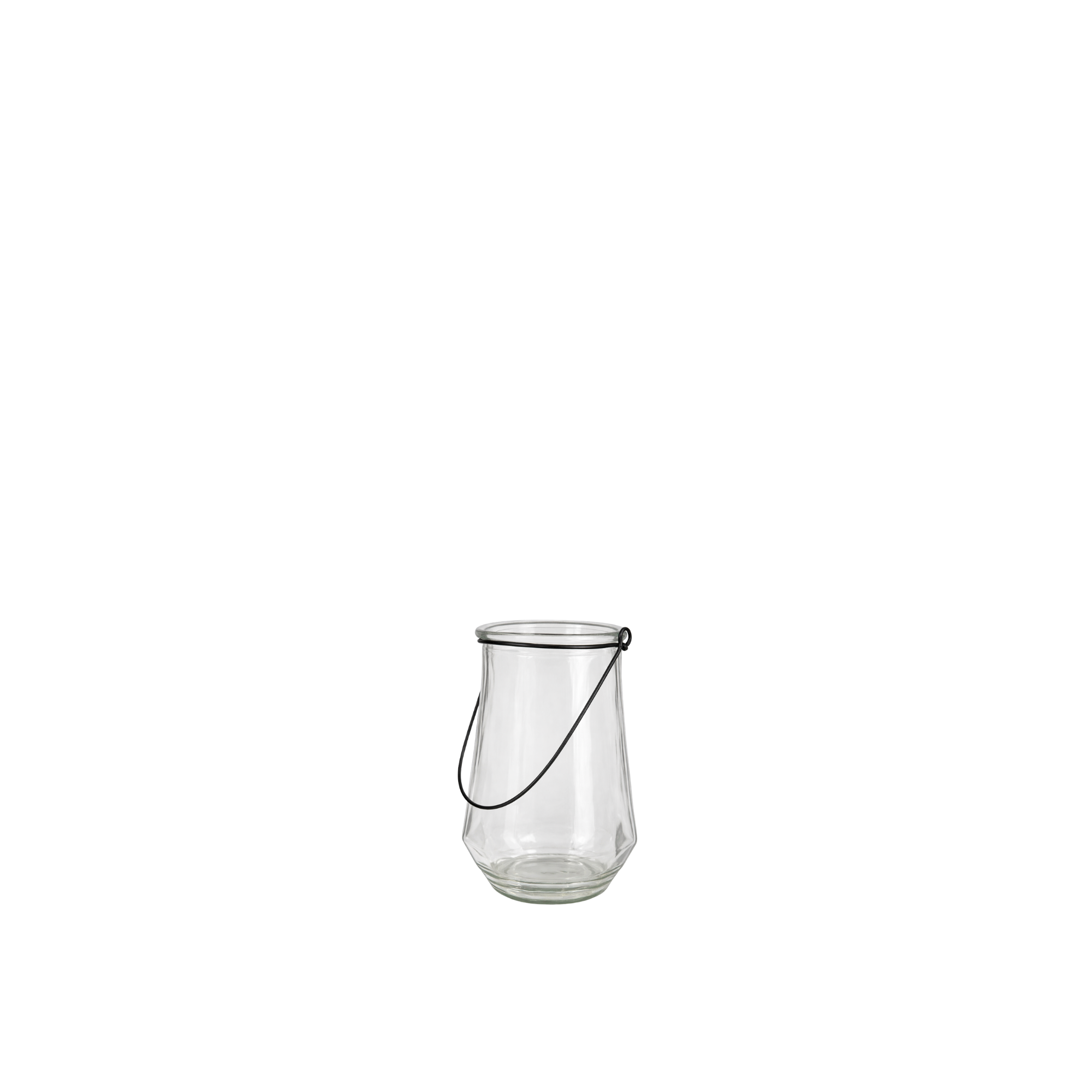 Glass Lantern 9” w/Iron Handle