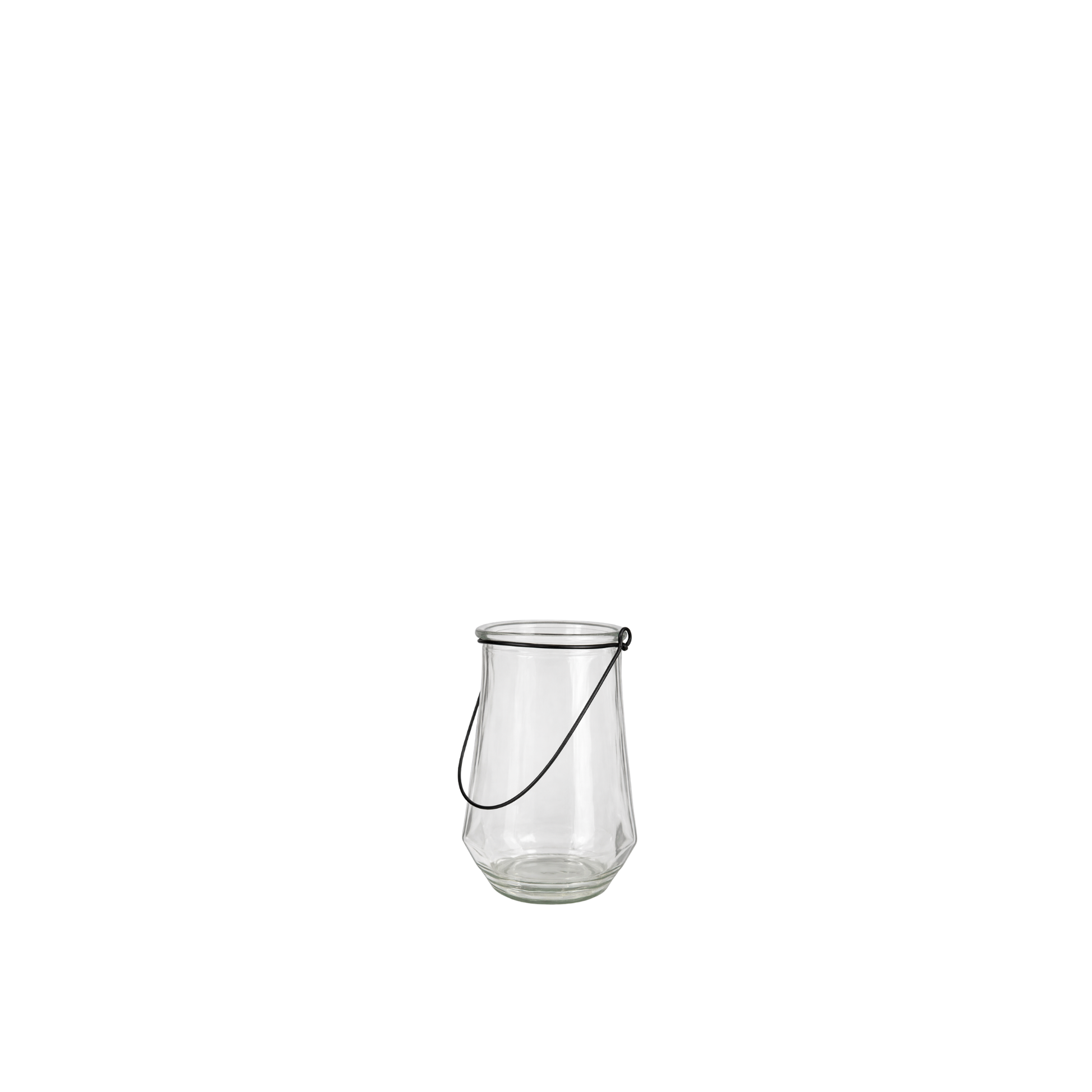 Glass Lantern 9” w/Iron Handle