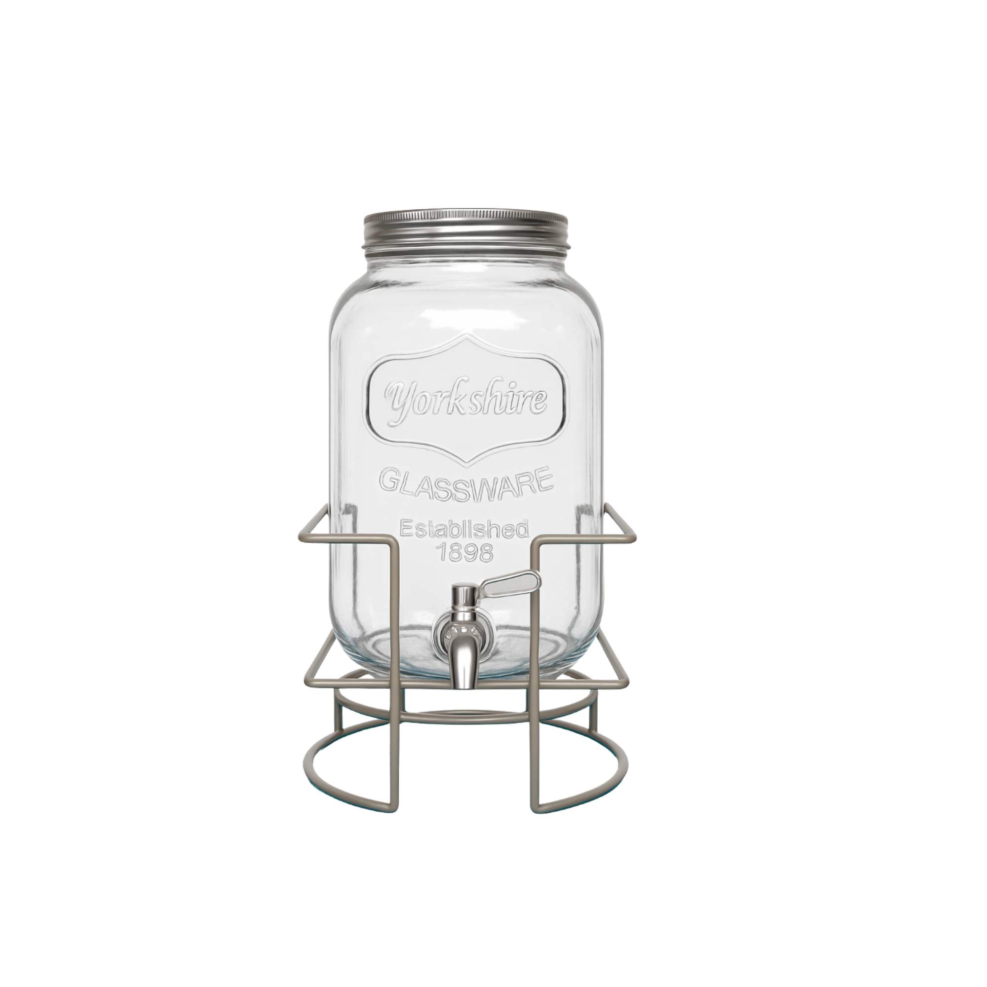 Glass Mason Jar Beverage Dispenser 2 Gall w/Iron Stand