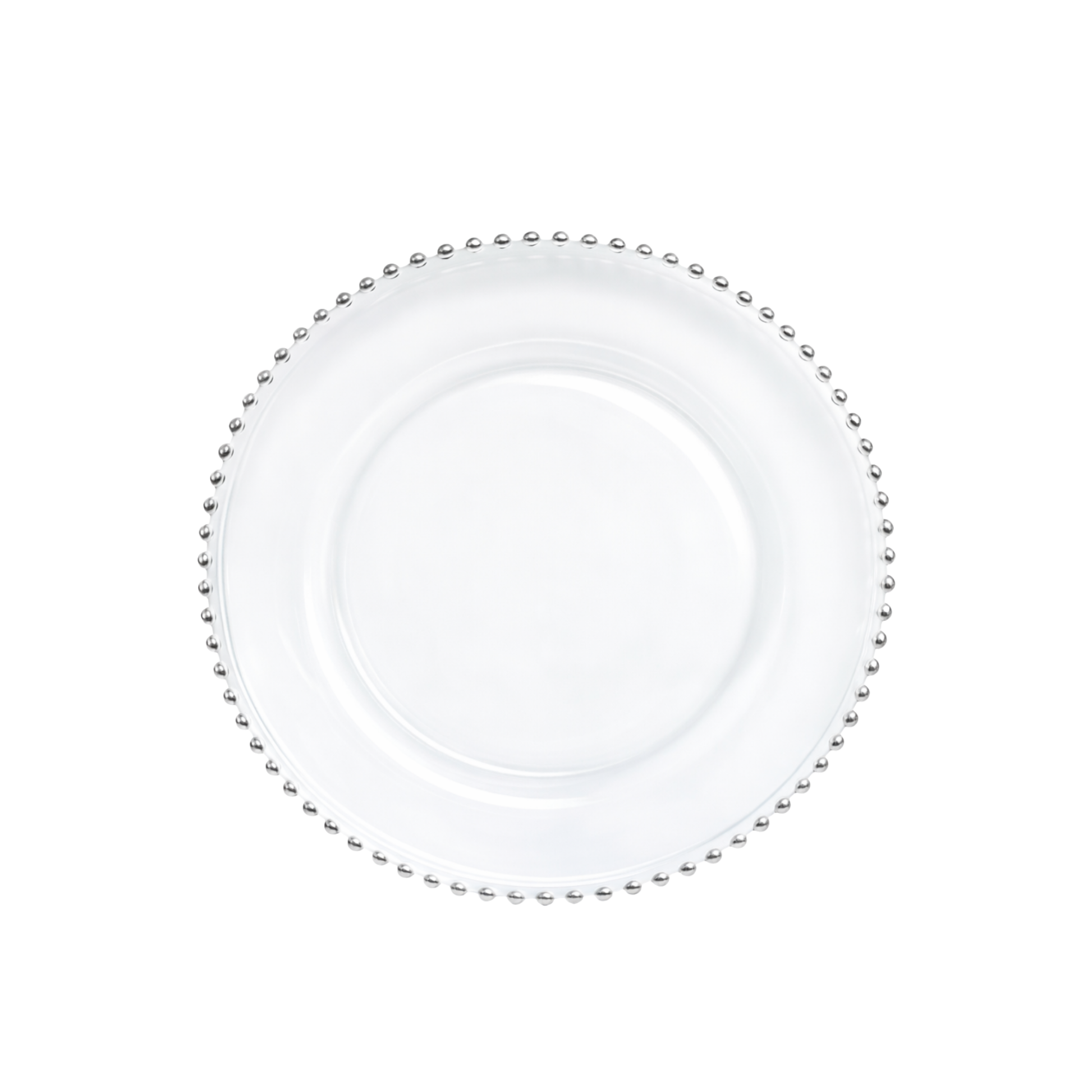 Glass Silver Beaded Charger Plate 13"