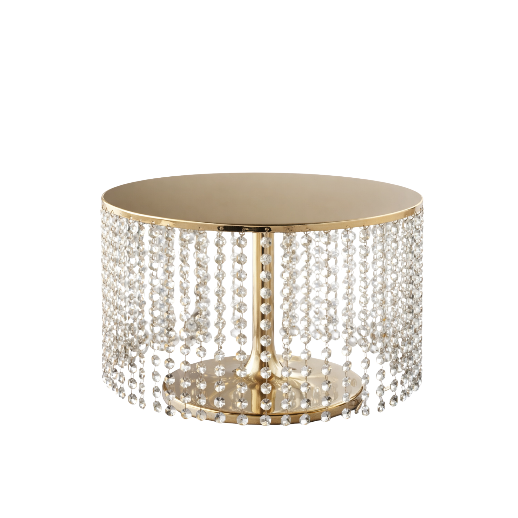 Gold Cake Stand w/Crystal Beads 14"