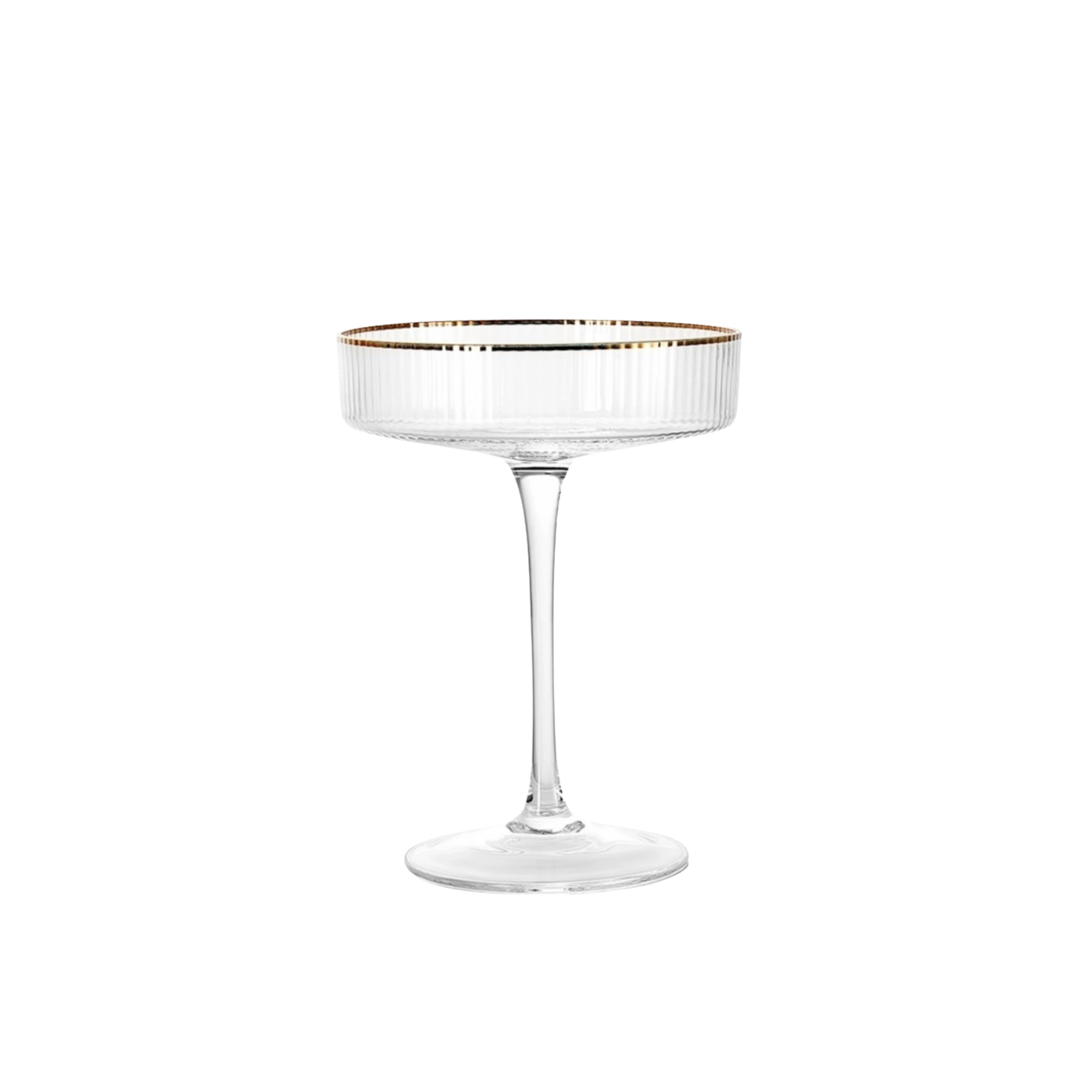 Gold Ribbed Coupe Crystal Glass - Provided Racks of 16 Price per One