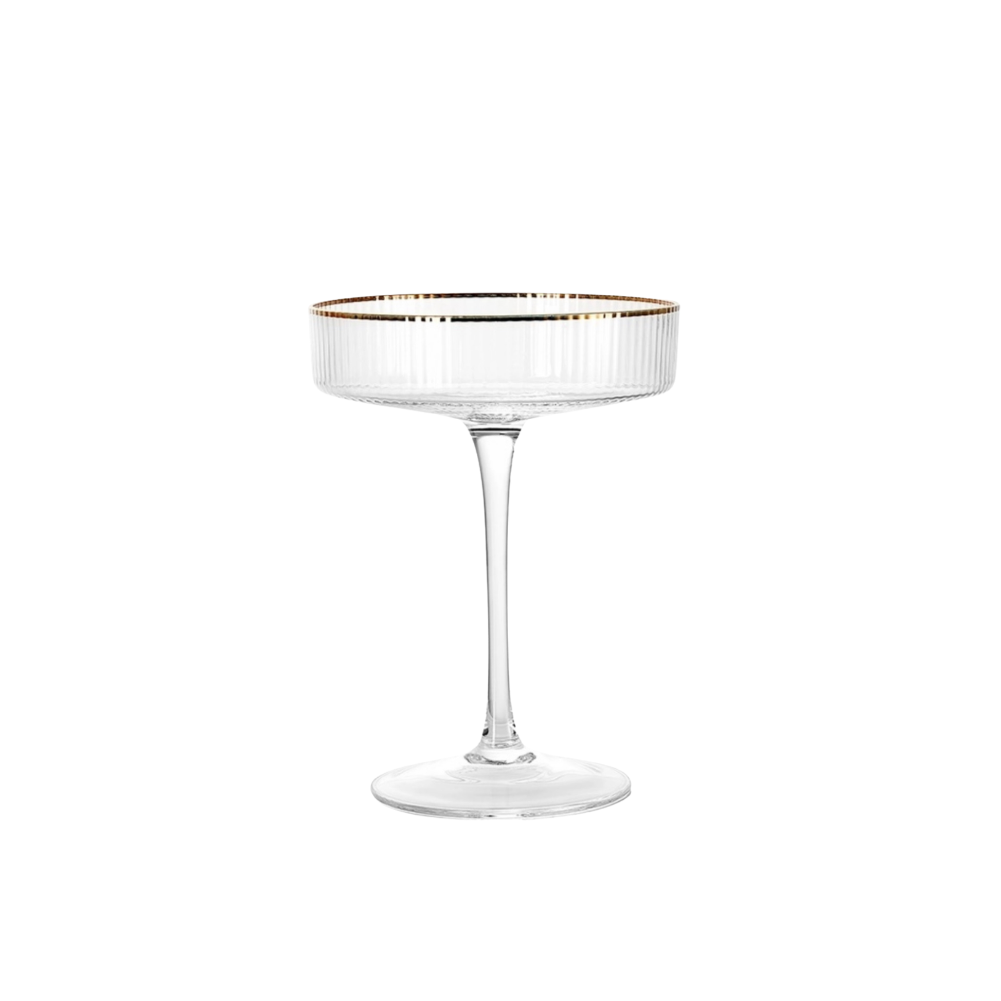 Gold Ribbed Coupe Crystal Glass - Provided Racks of 16 Price per One