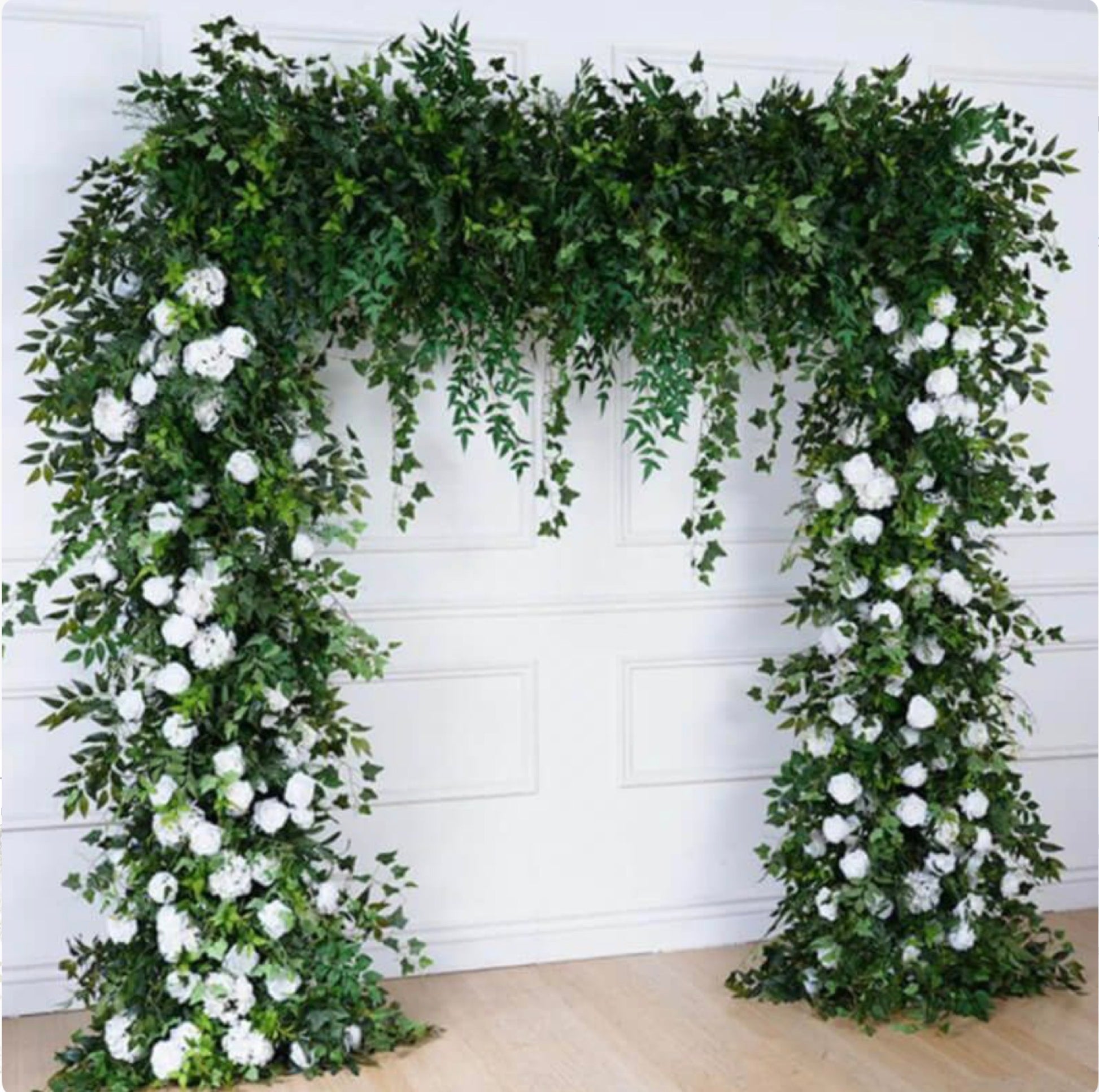 Green Willow Leaf & Wisteria Mixed Square Floral Arch 8 FT -Pipe Kit Frame Needed