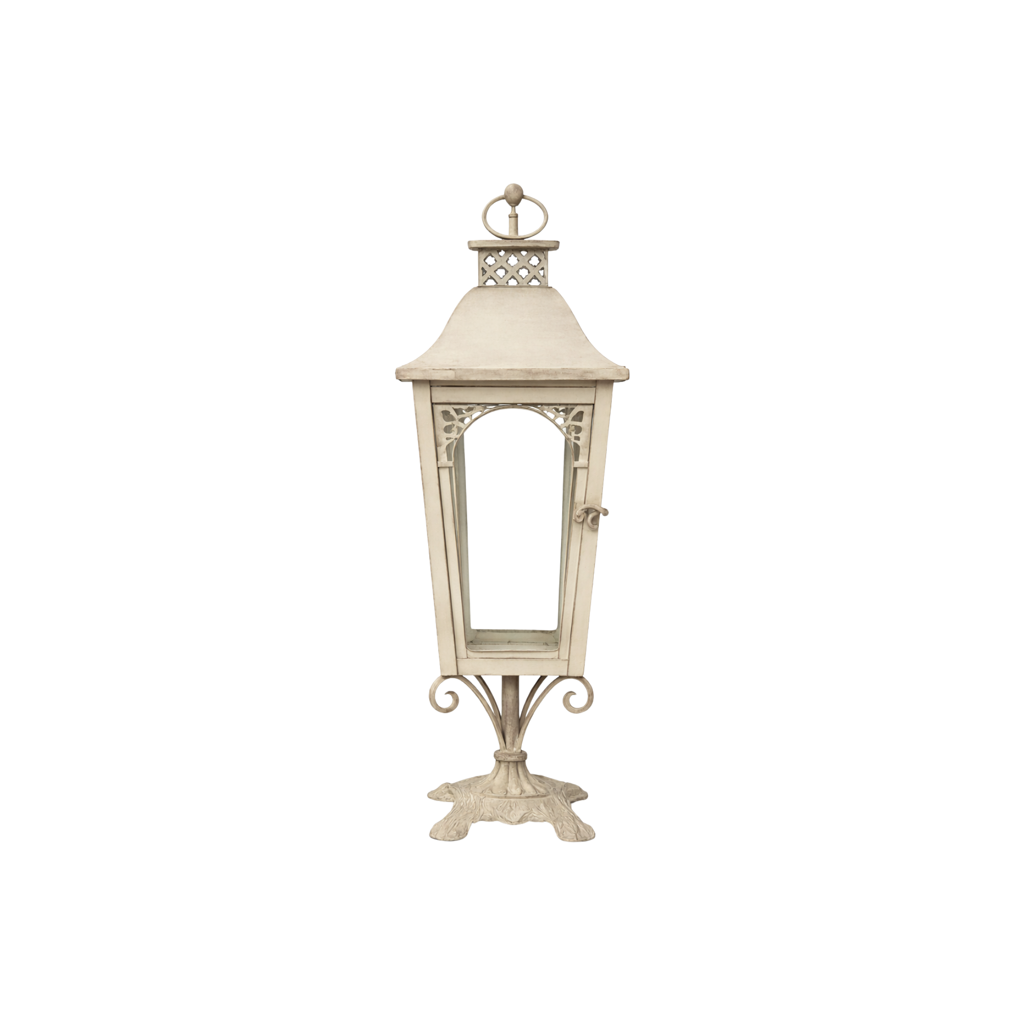 Lantern Crème Antique Pedestal 22"