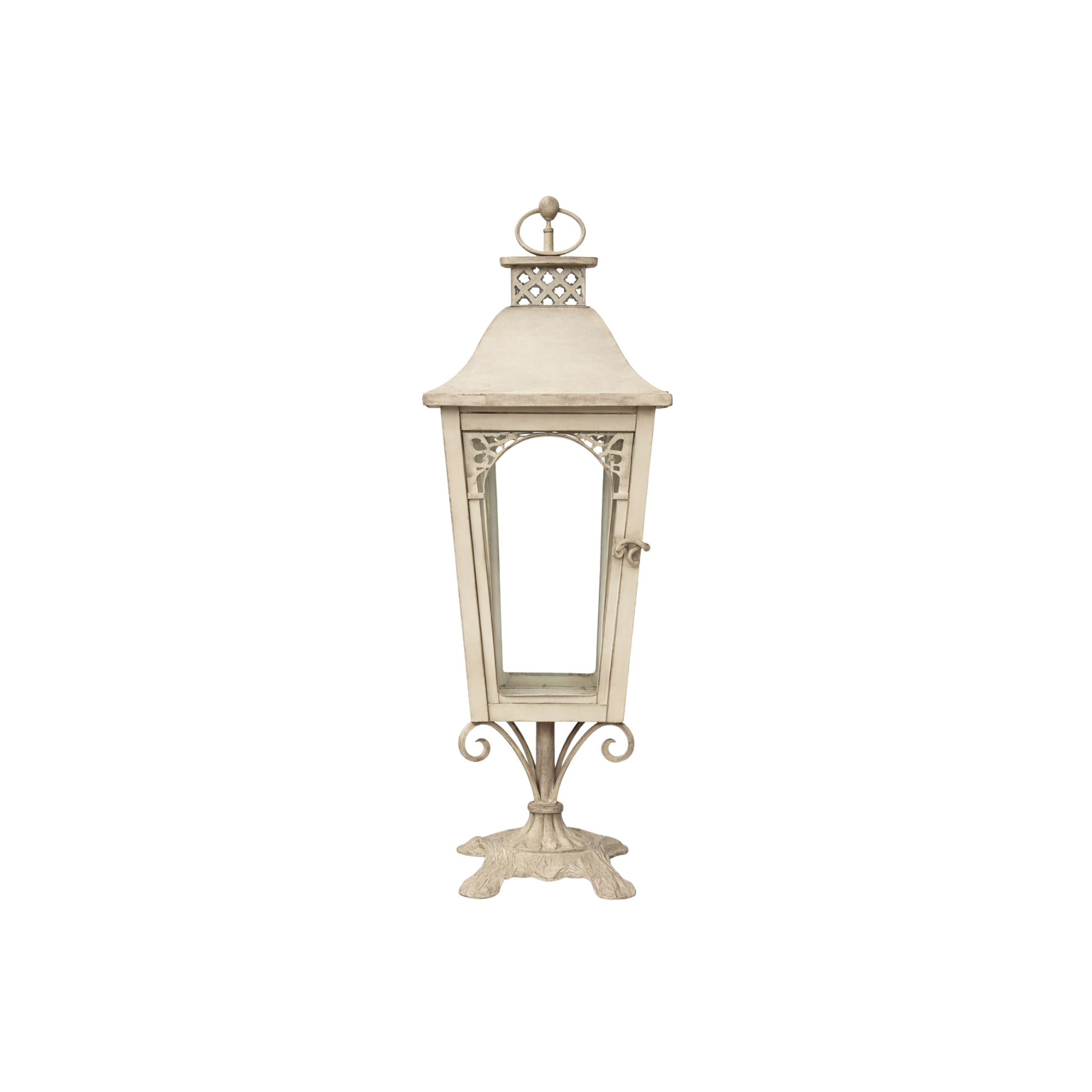 Lantern Crème Antique Pedestal 22"