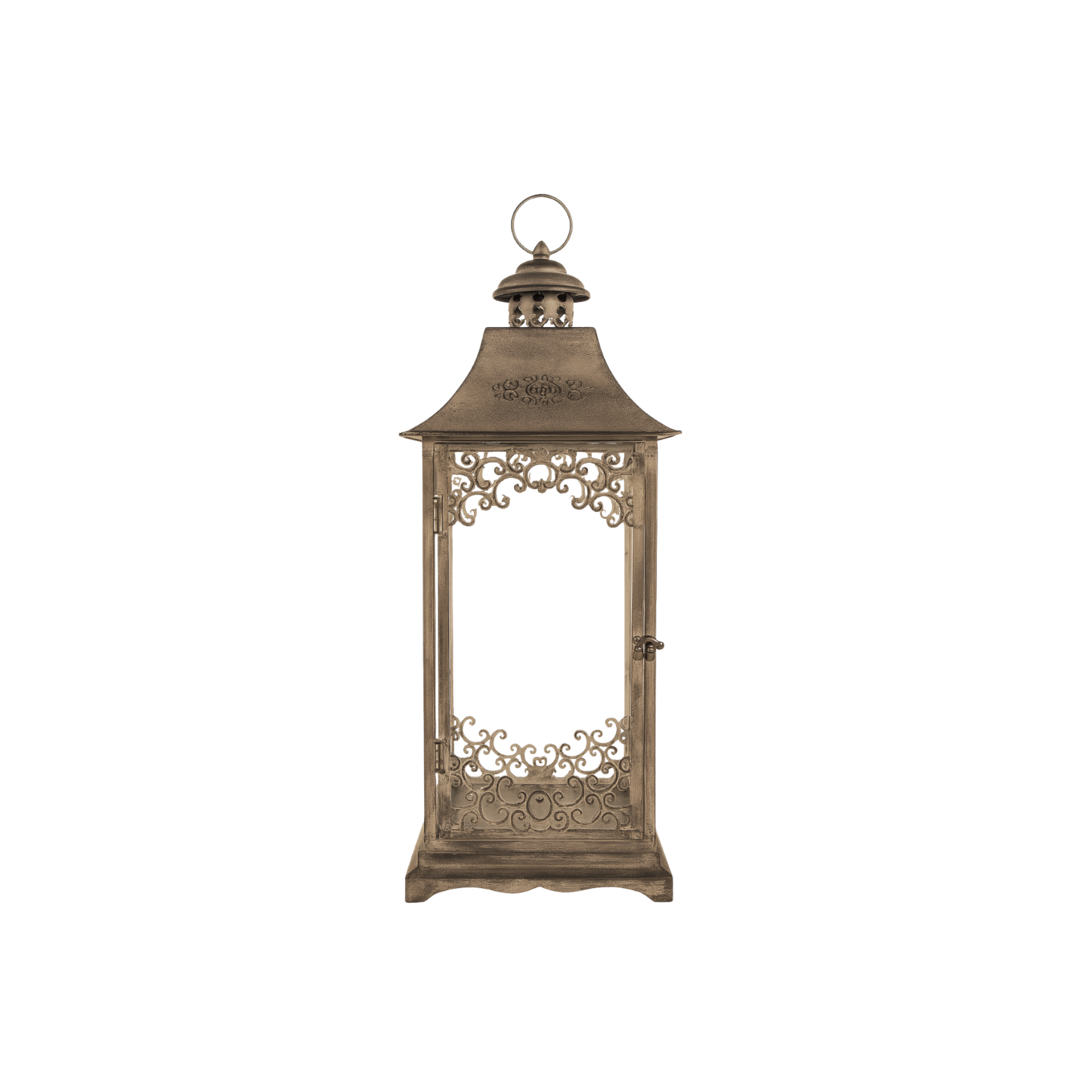 Lantern Gray Ornate Metal 27”