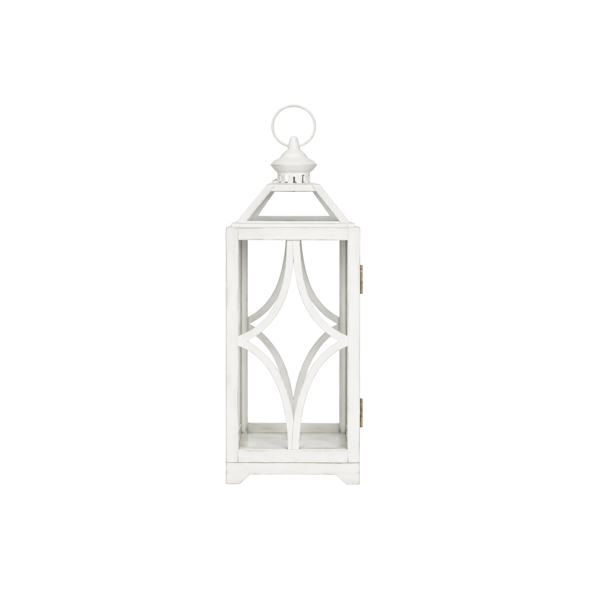 Lantern Large White Metal & Glass 22"