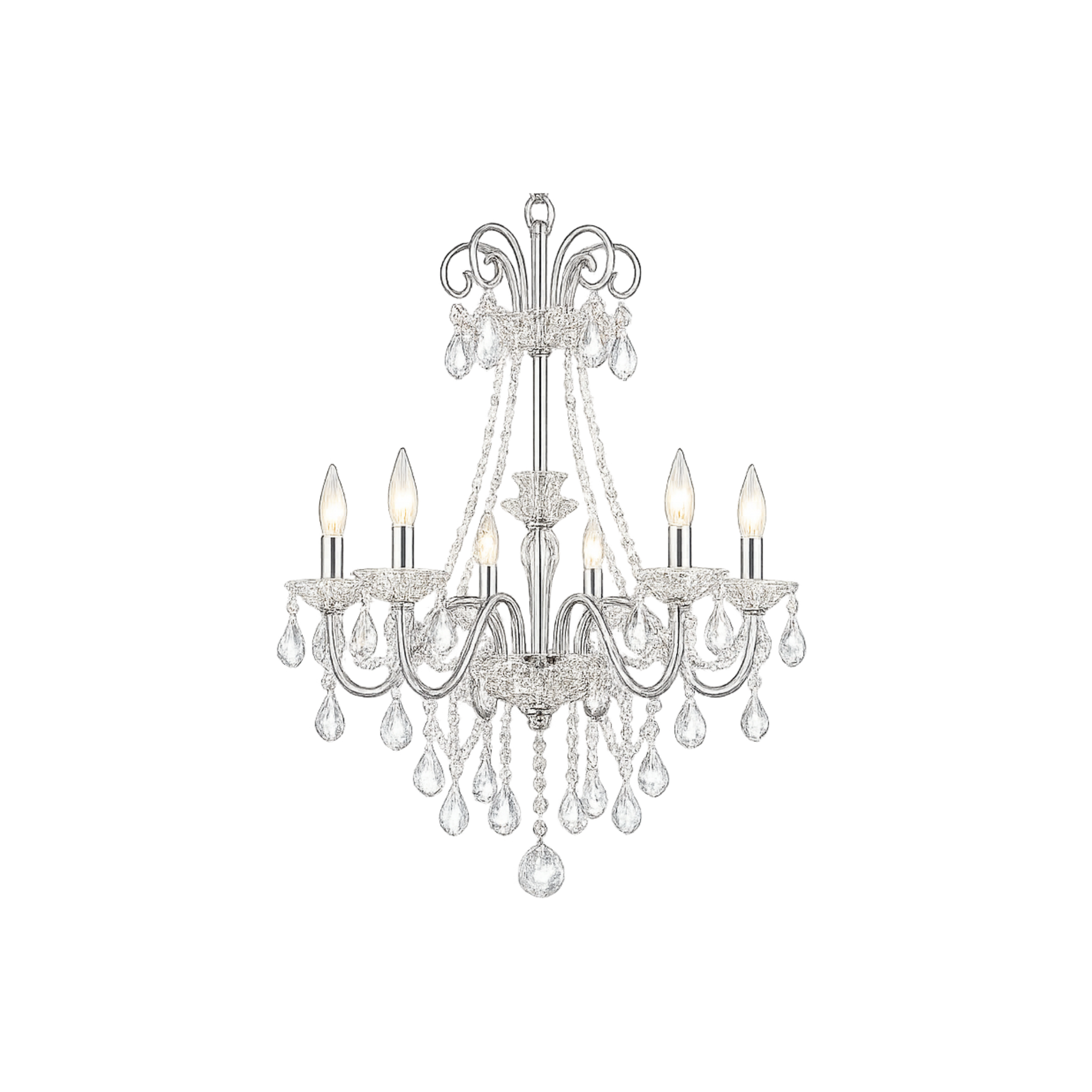 Large Crystal Chandelier 29” w/ Dimmer