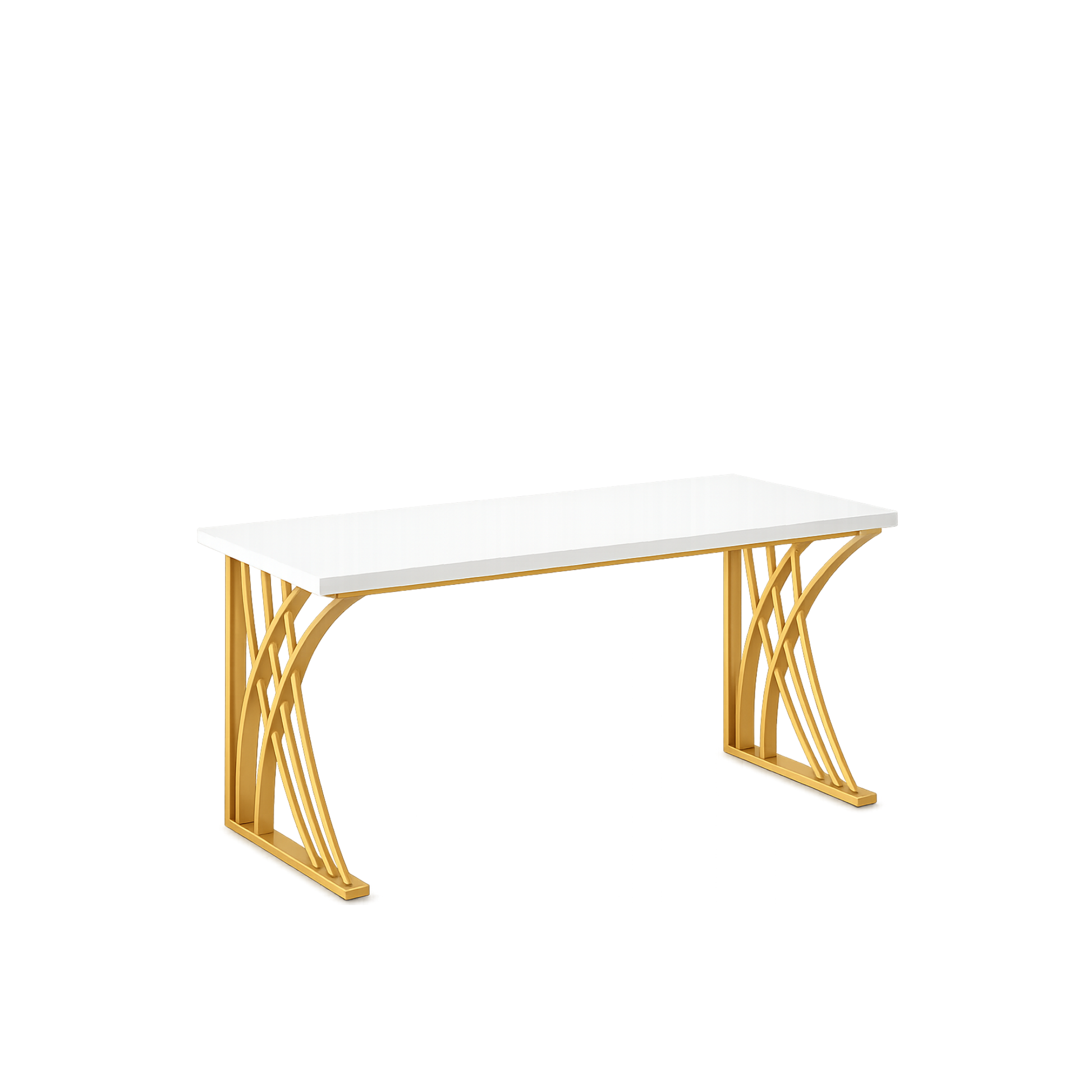 Large Modern Table 55’ White & Gold