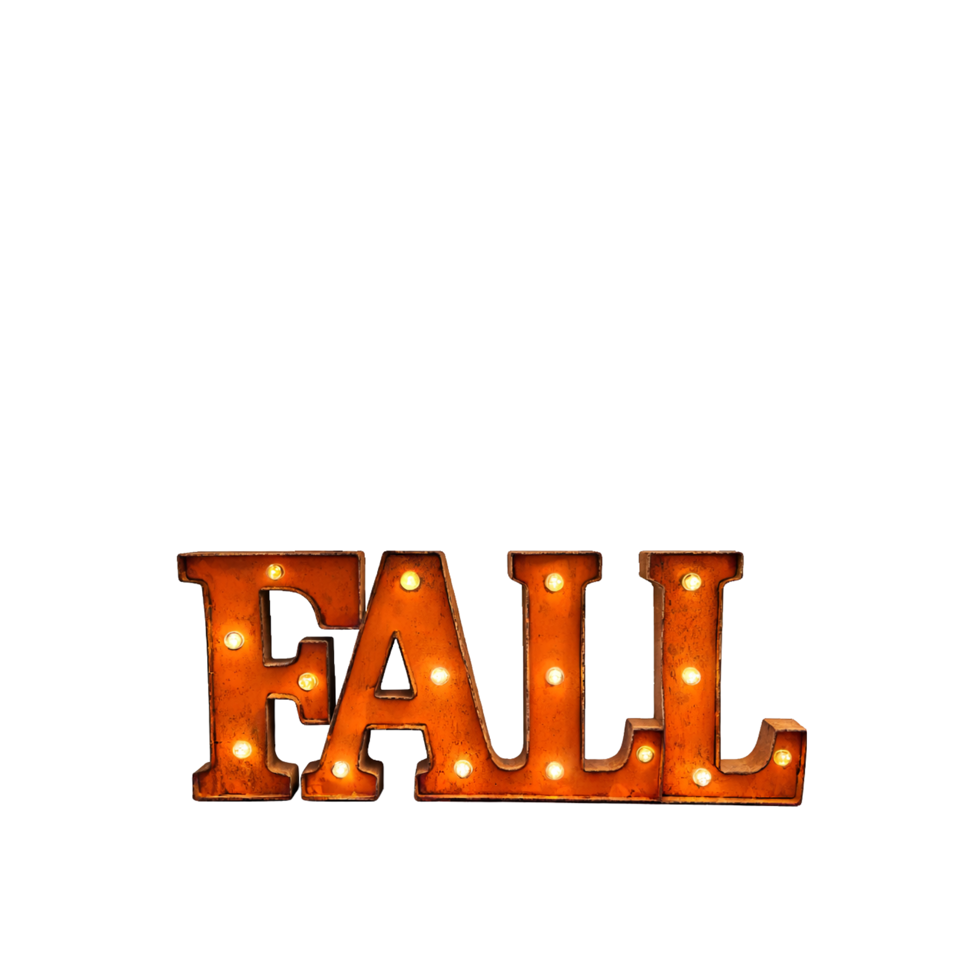 Metallic Sign "Fall" W/Lights