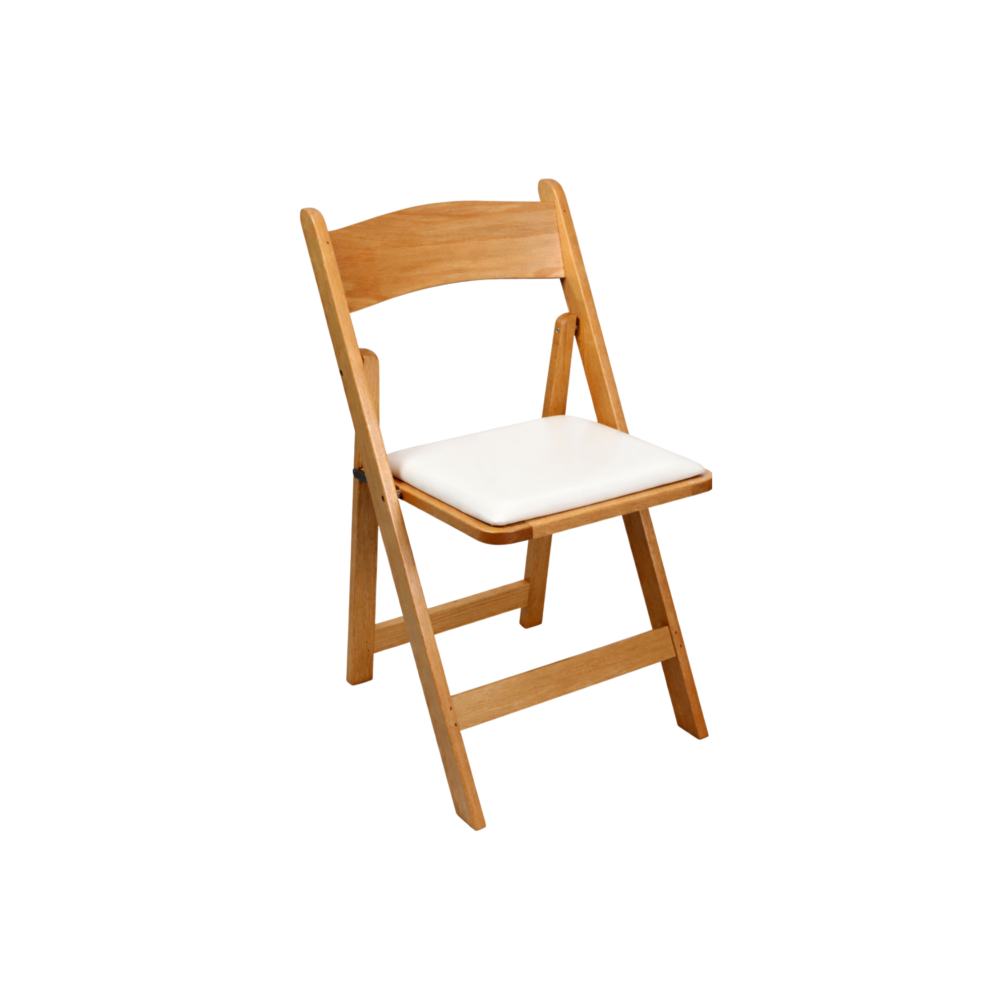 Natural Wood Folding Chair w/beige vinyl cushion