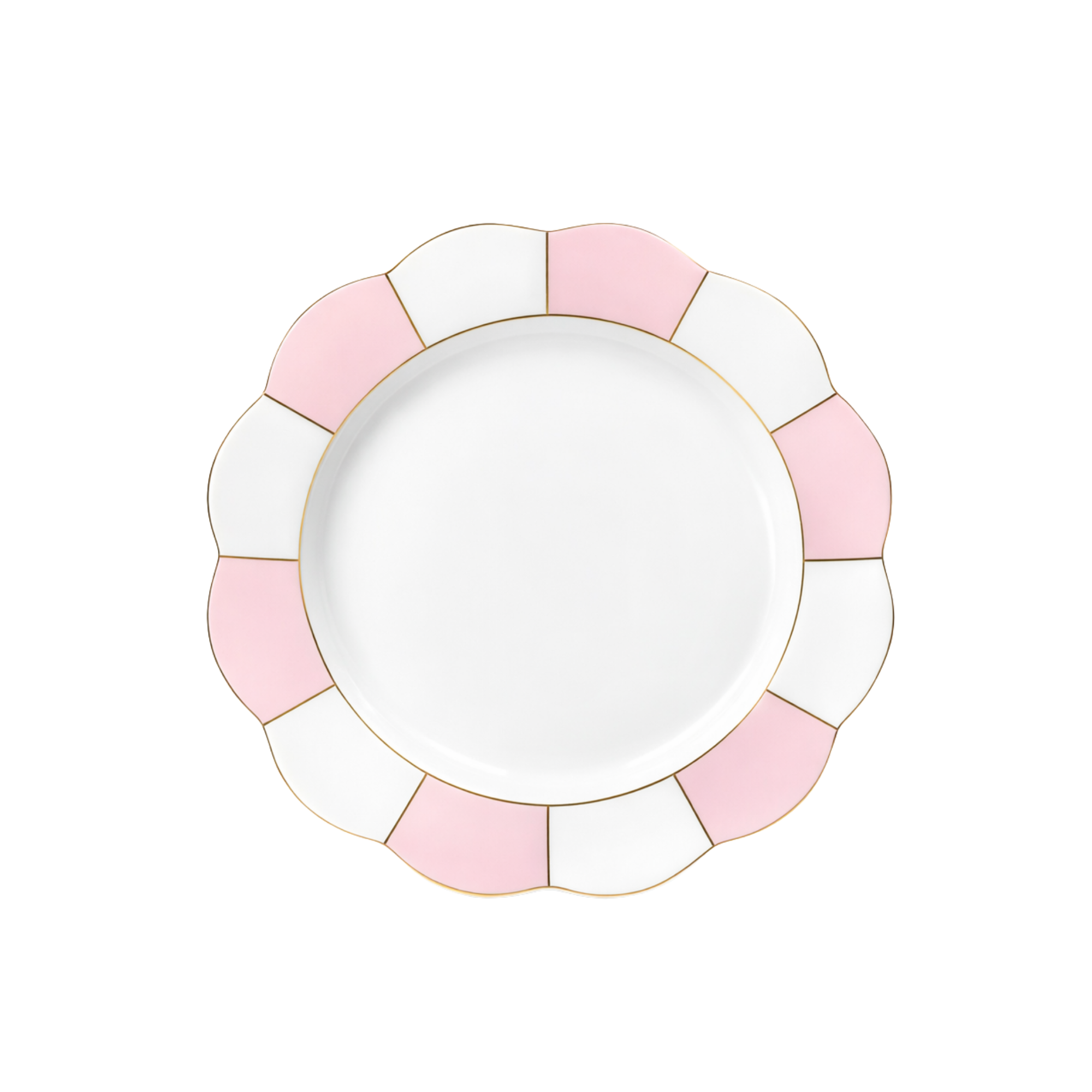 Pink and Gold Scallop 11" Fine Porcelain Dinner Plate