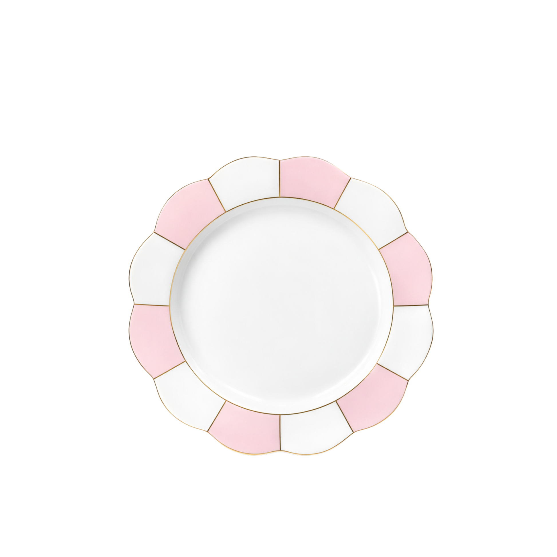 Pink and Gold Scallop 8" Fine Porcelain Dessert Plate