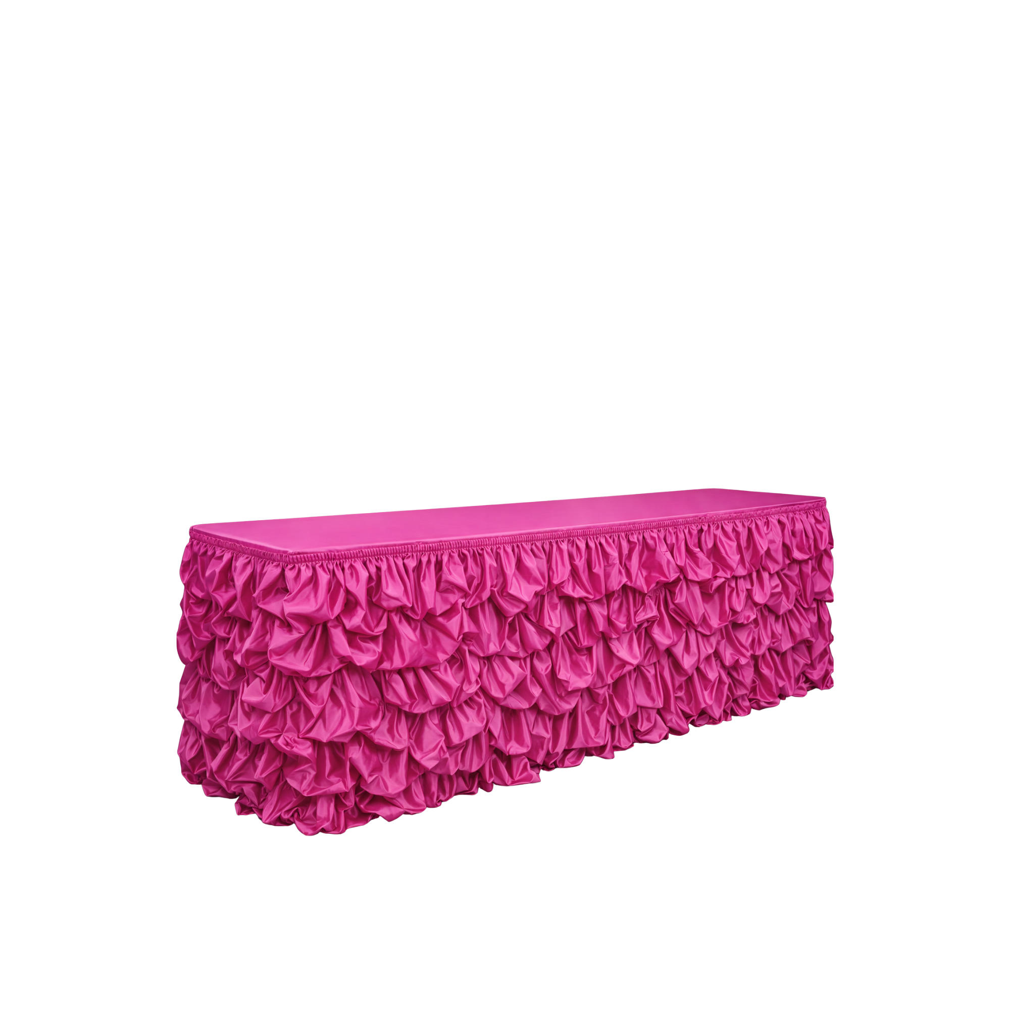 Fuchsia Lamour Satin Gathered Table Skirting 14’