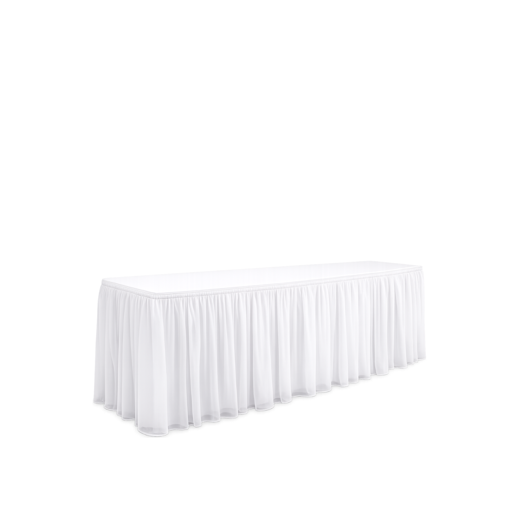 White Chiffon Table Skirting 9’ - Clips Needed