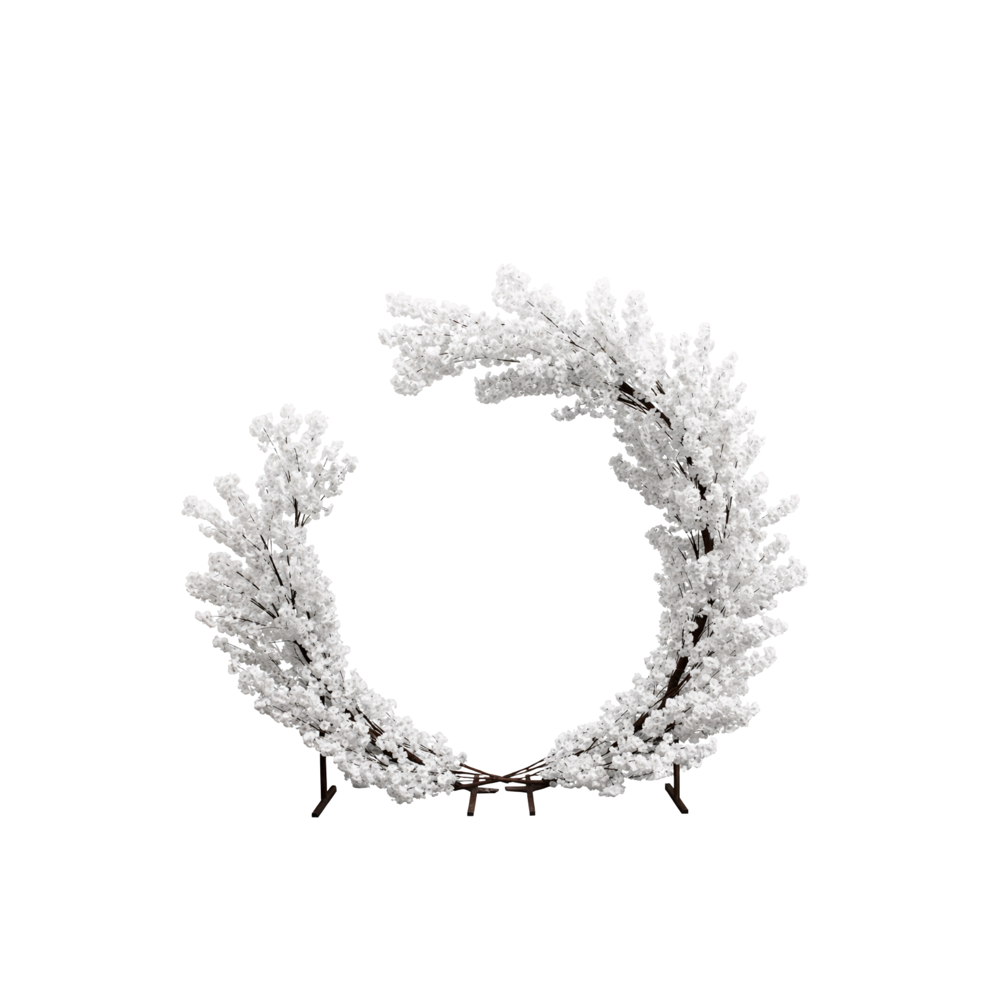 White Hydrangea Floral Partial Round Arch
