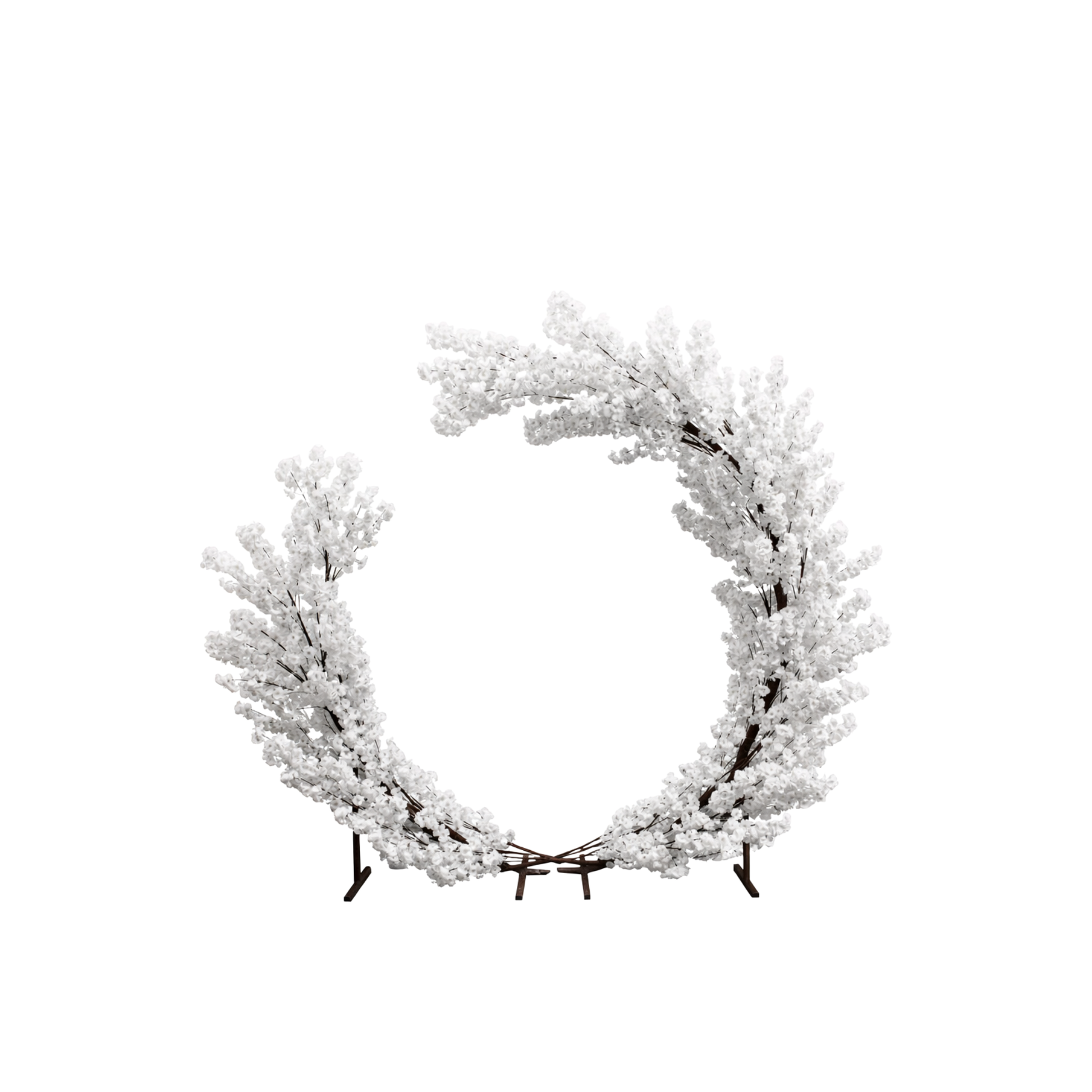White Hydrangea Floral Partial Round Arch