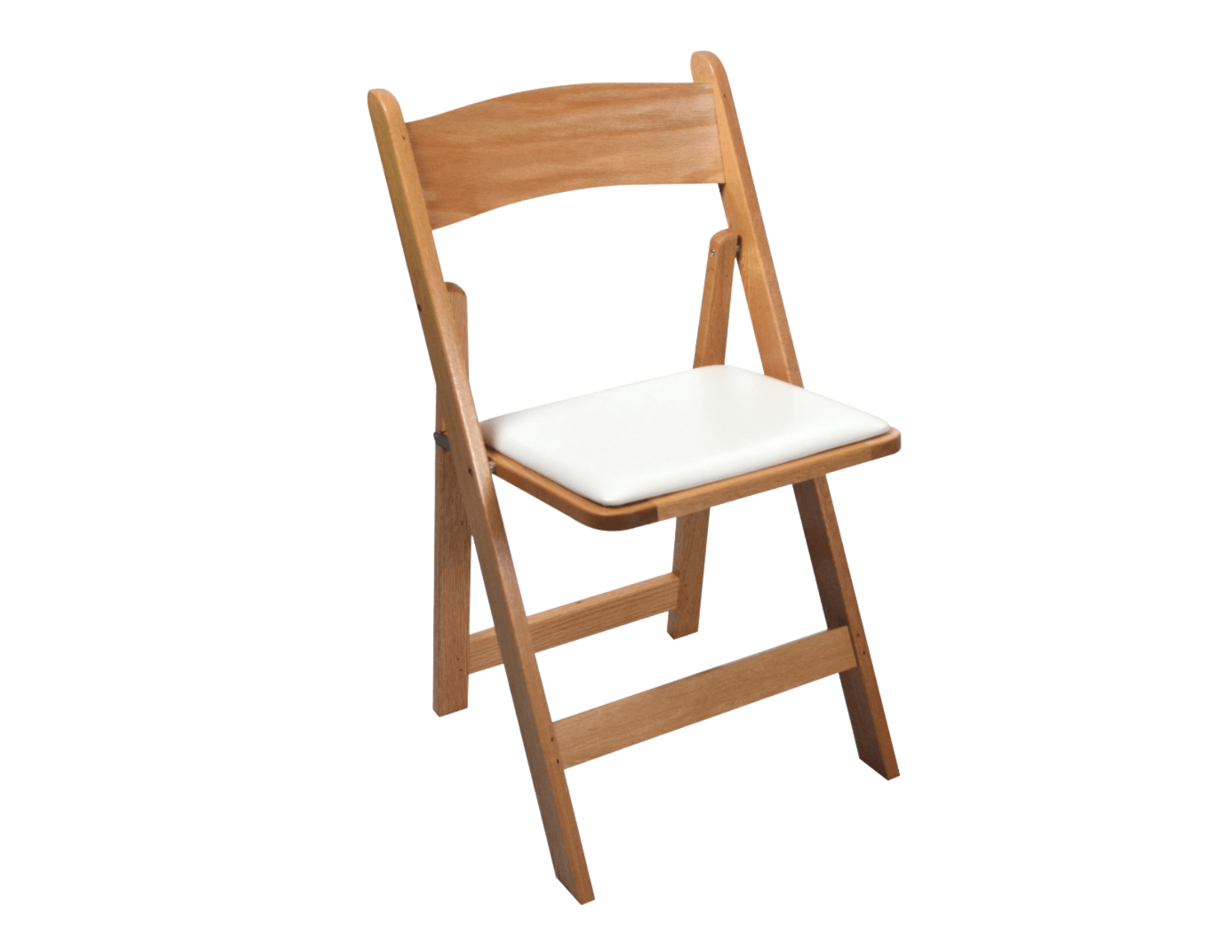 Natural Wood Folding Chair w/white vinyl cushion