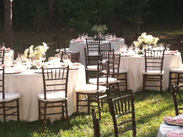 Ivory and peach Spring garden wedding rentals