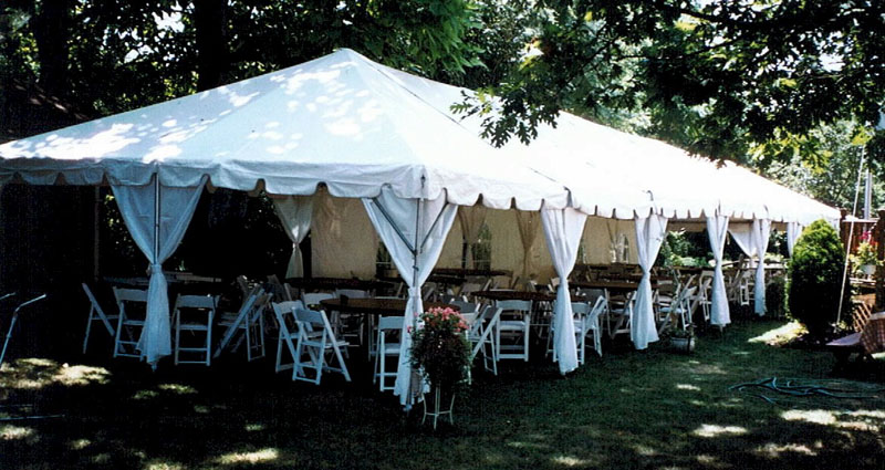 Frame Tent with Pole Drapes
