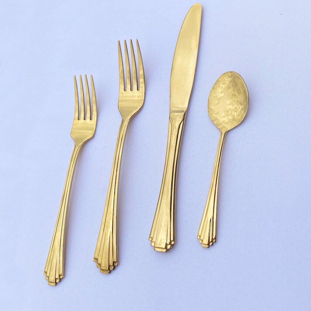 Party Rental Gold Luxe Flatware SW Florida Exclusive Affair