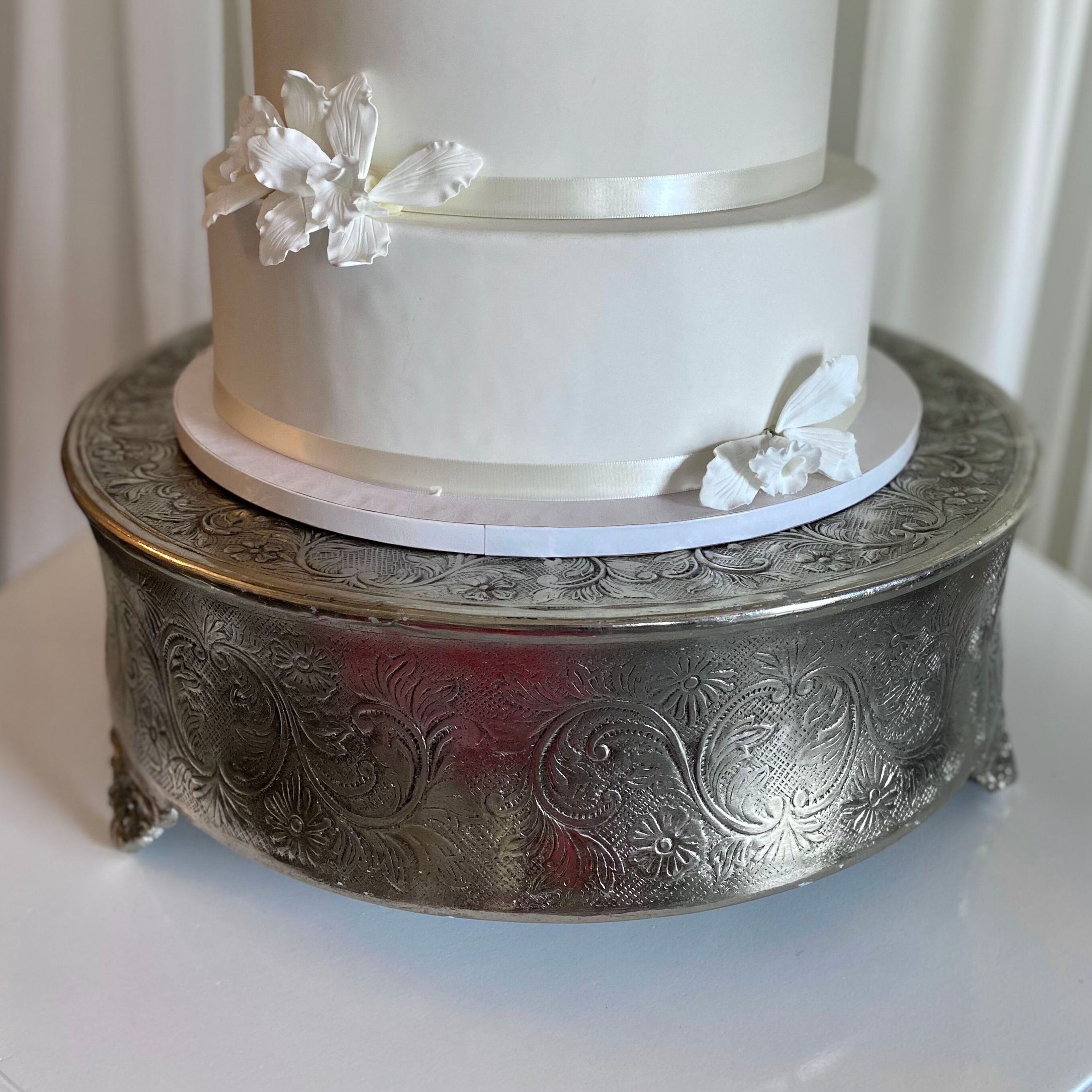 Party Rental Beveled Silver Cake Stand 18" - SW Florida - Exclusive Affair