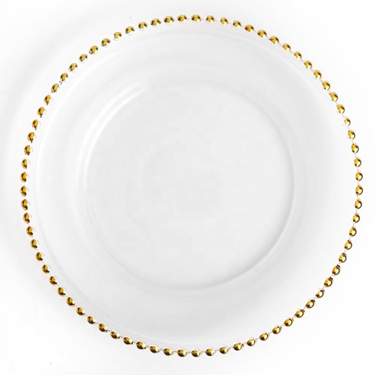 Party Rental Gold Beaded Glass Charger Plate SW Florida Exclusive